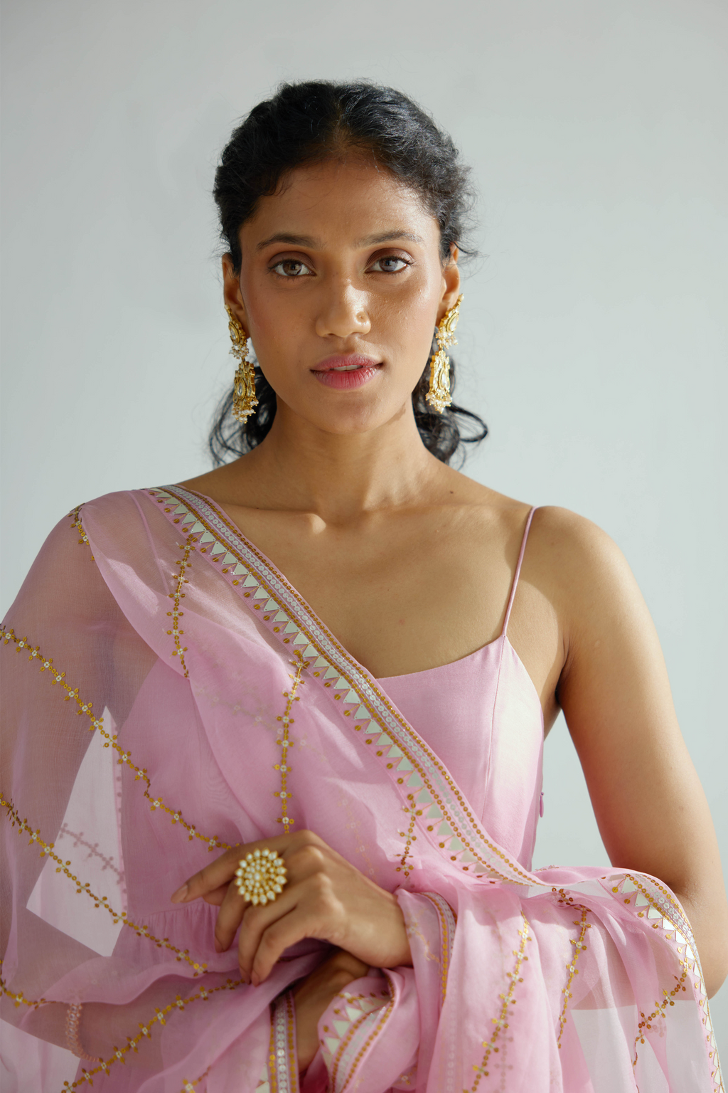 Slant Lines Dupatta And Anarkali Set