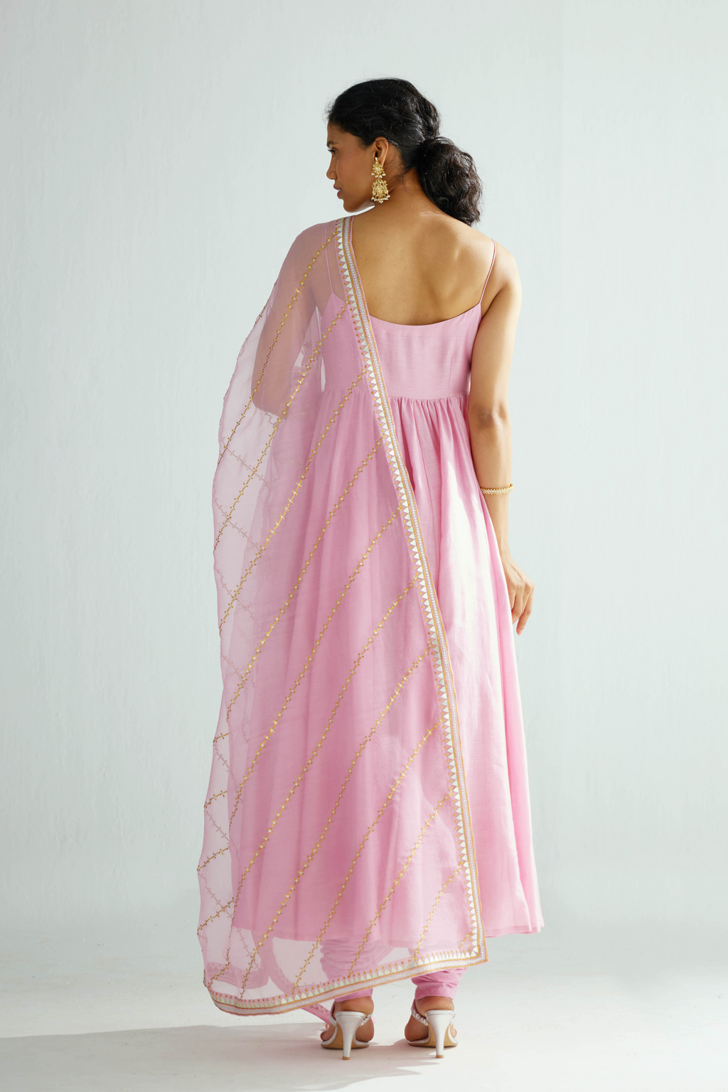 Slant Lines Dupatta And Anarkali Set