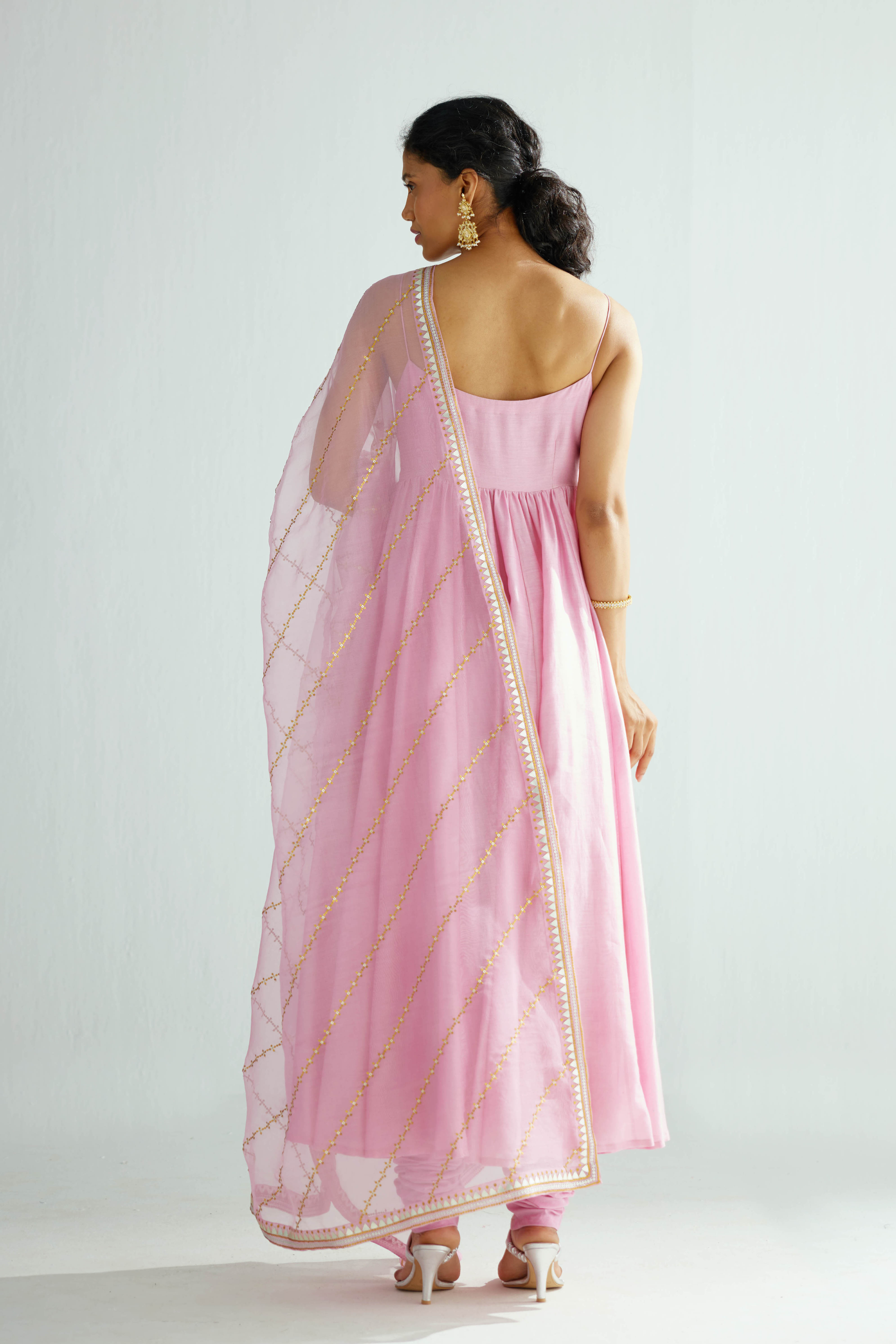 Slant Lines Dupatta And Anarkali Set