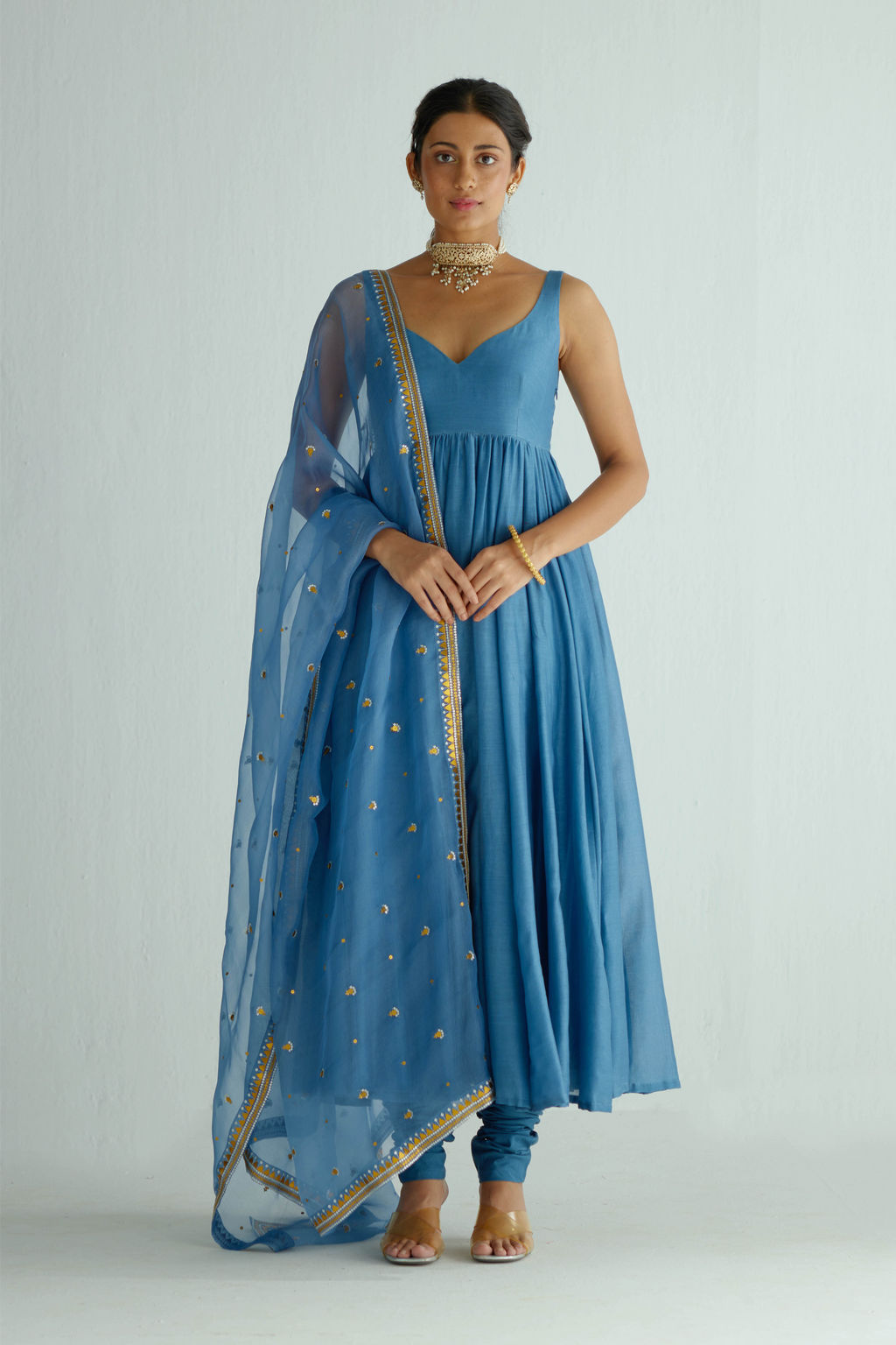 Chaandbali Motif Dupatta And Anarkali Set