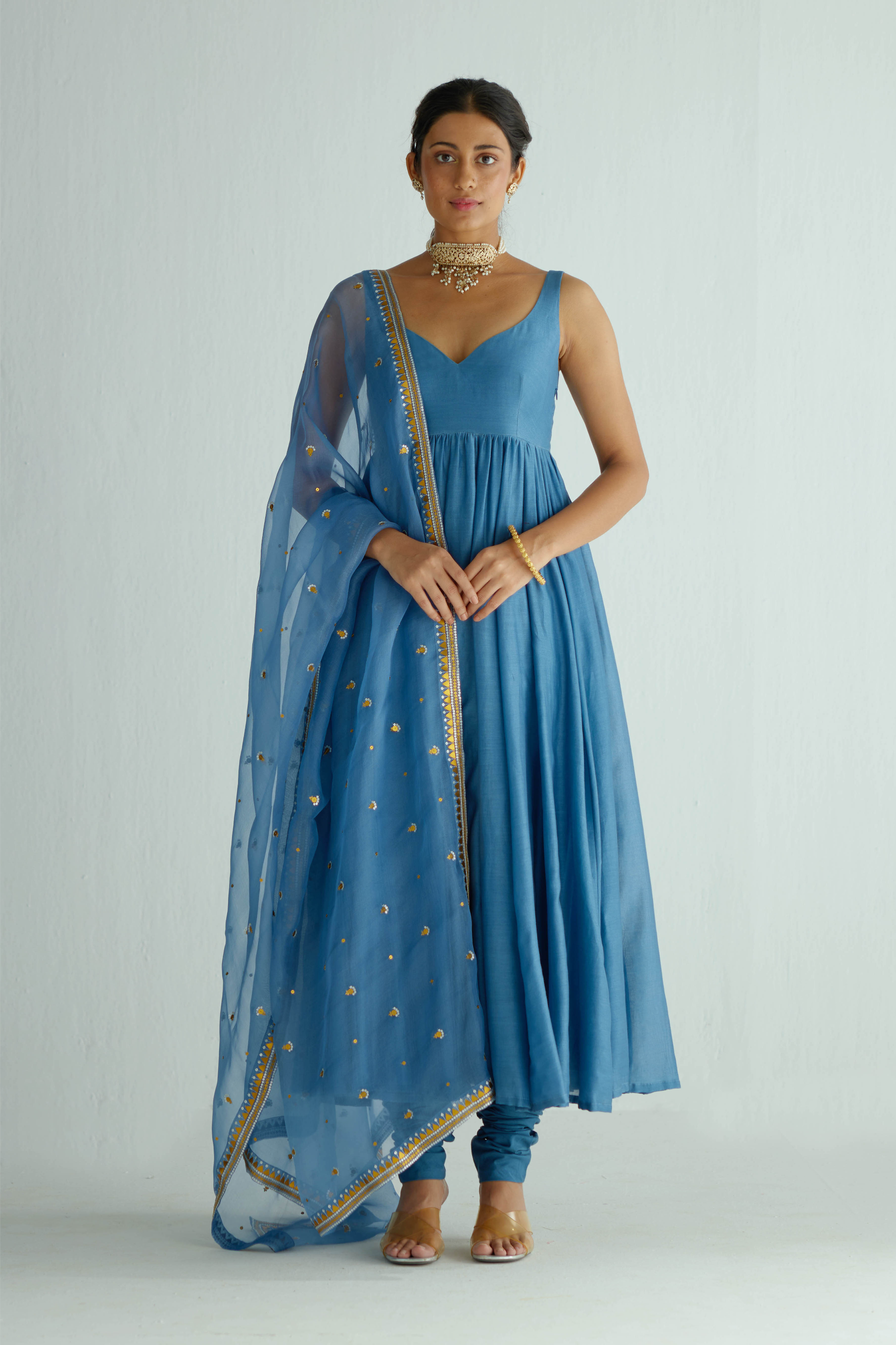 Chaandbali Motif Dupatta And Anarkali Set