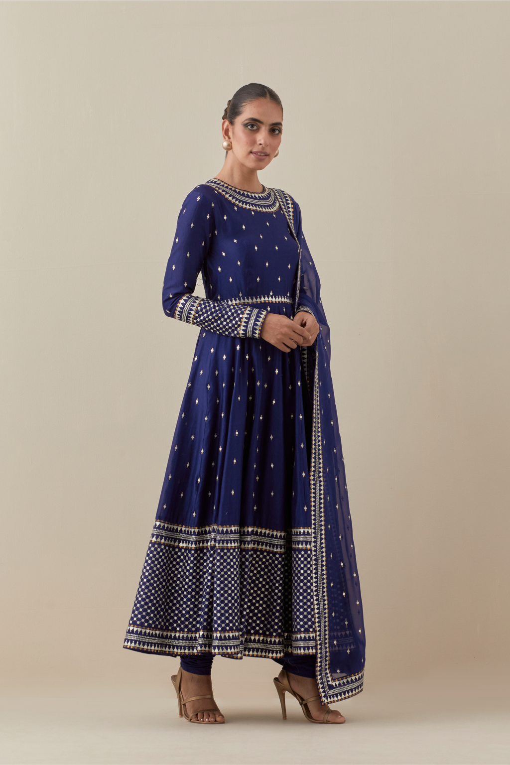 Jaal Border Anarkali Set