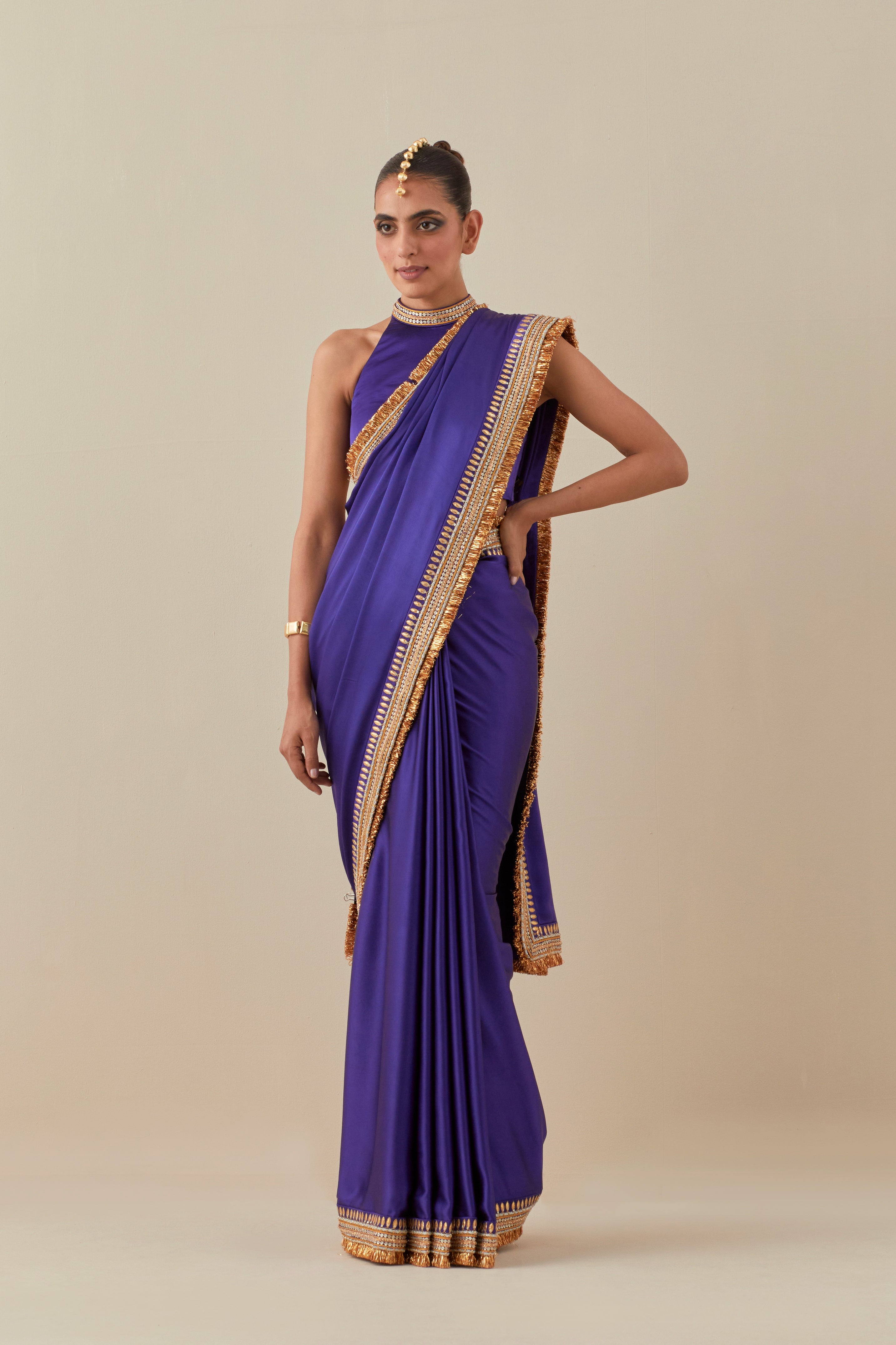 Gota And Jhaalar Border Saree