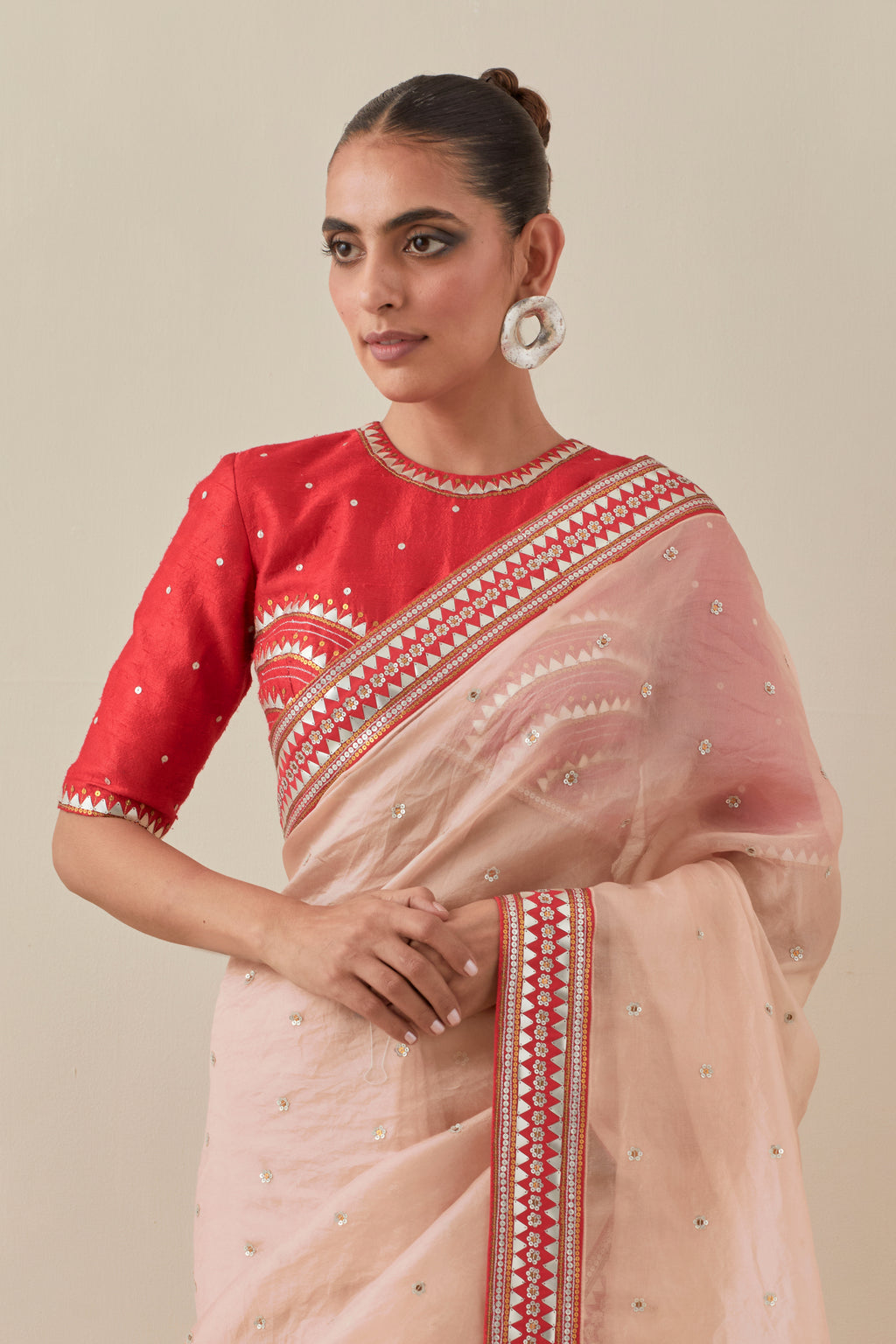 Mirrored Pyramids Border Saree Set