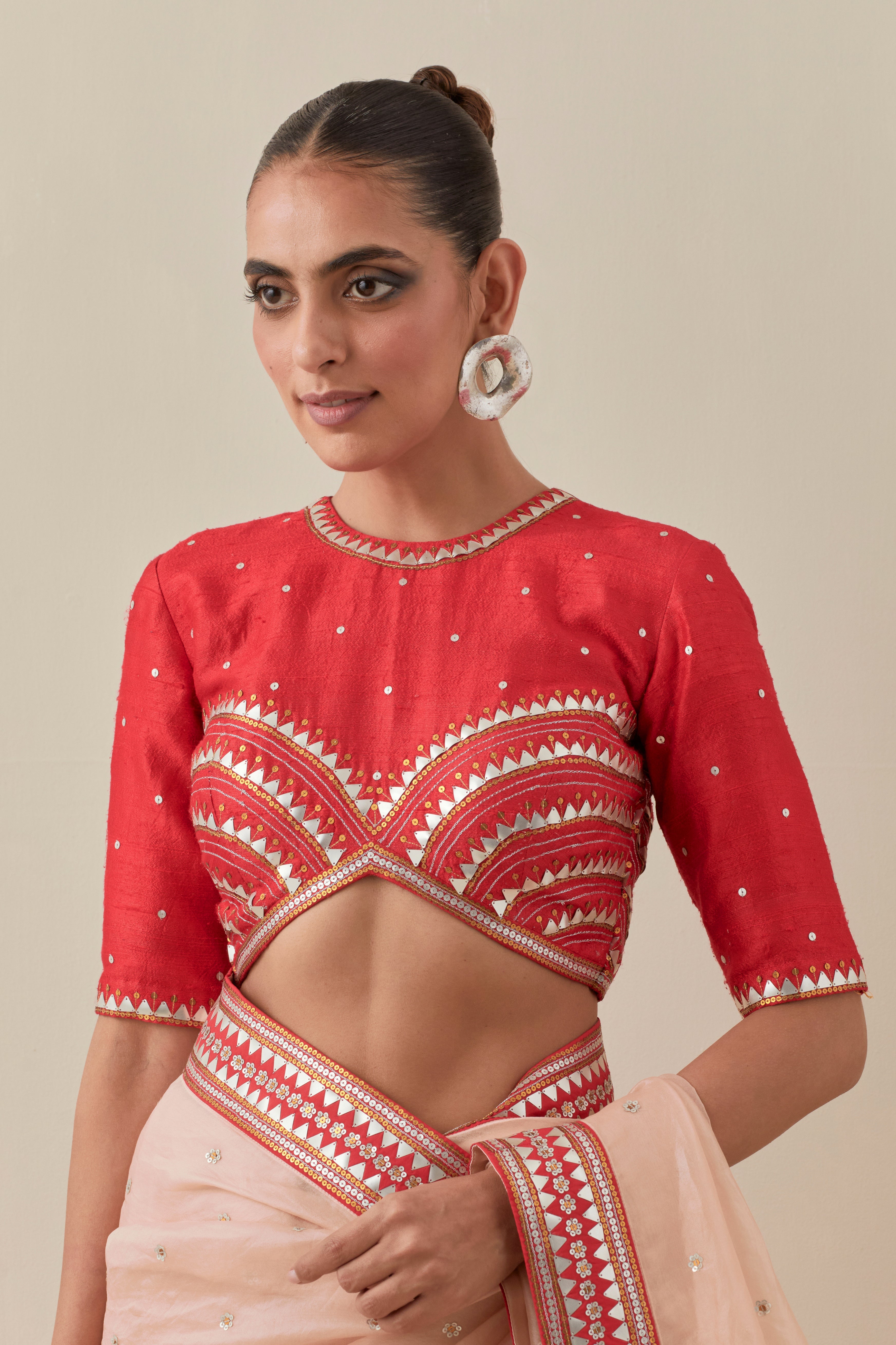 Mirrored Pyramids Border Saree Set