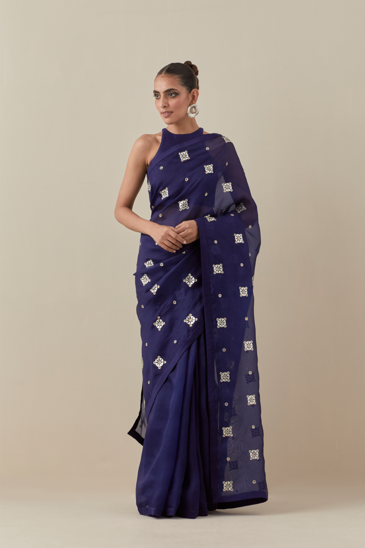 Medallion Motif Saree Set