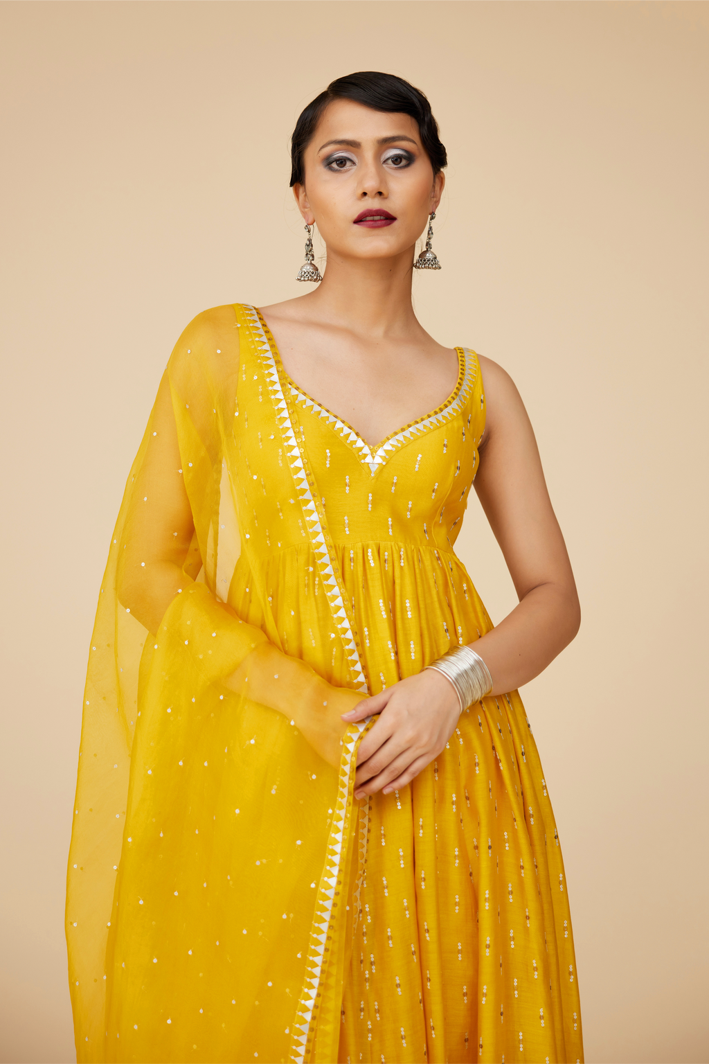 Tamarind Motif Anarkali Set