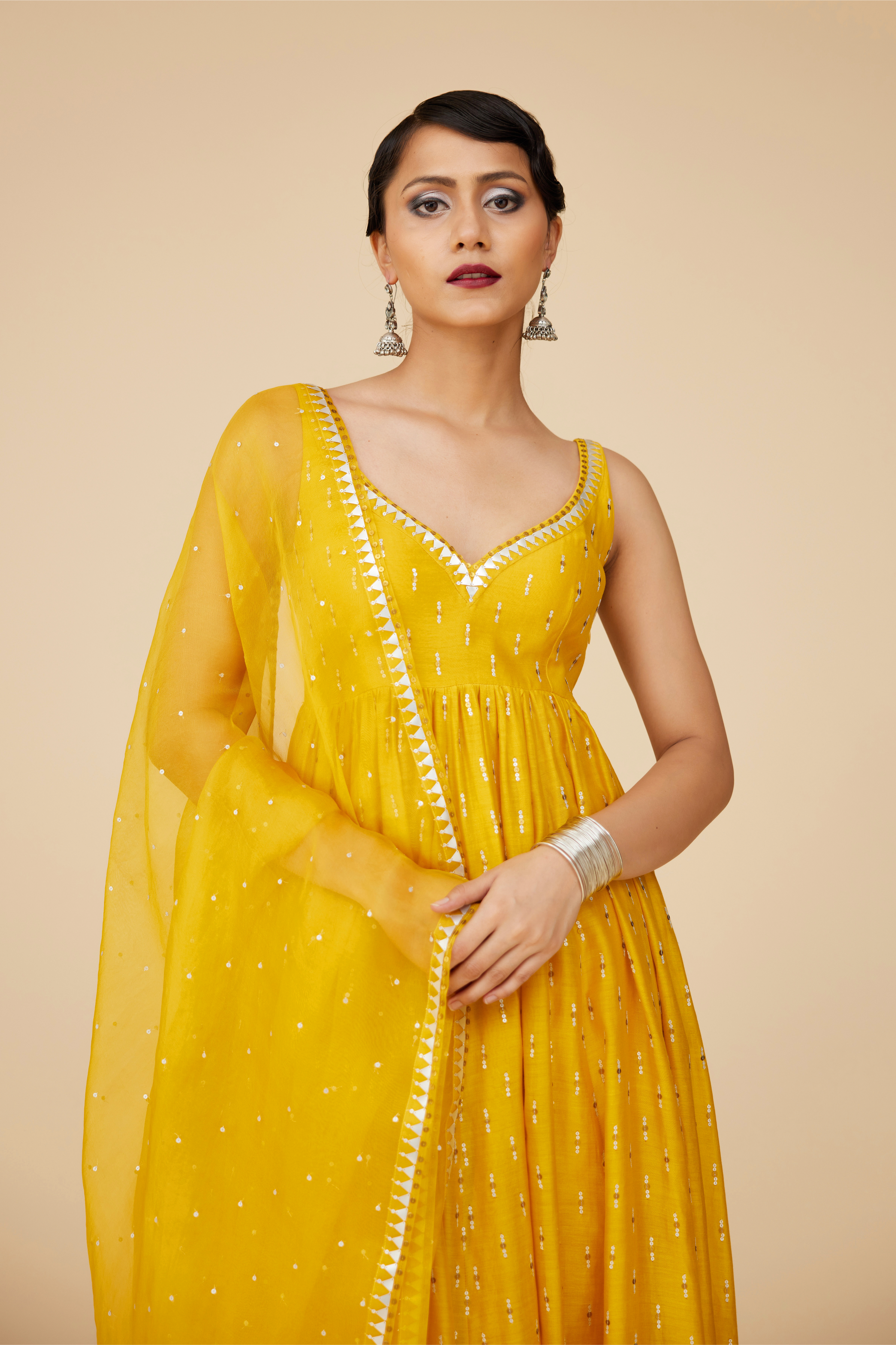 Tamarind Motif Anarkali Set