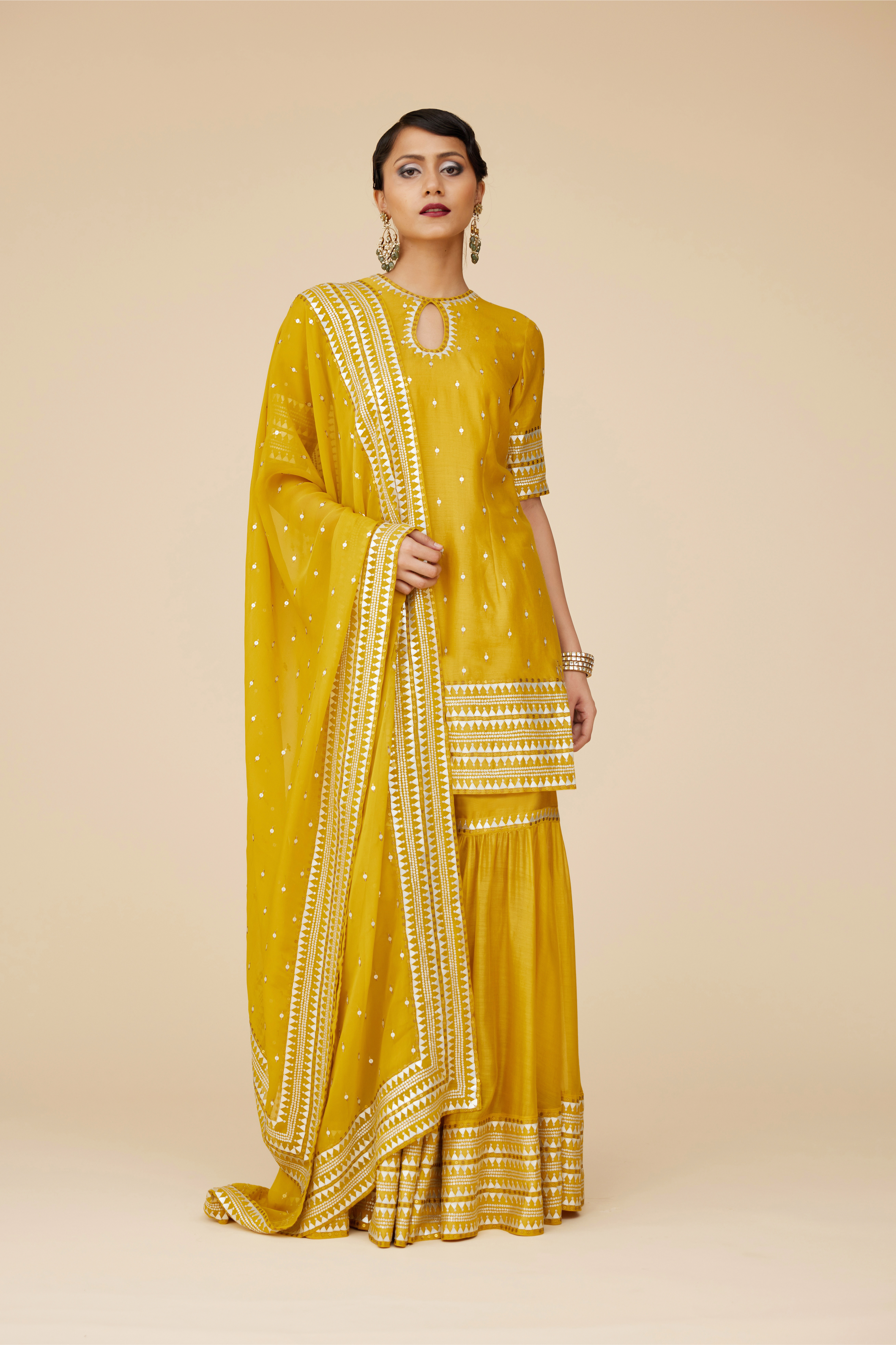 Keyhole Neckline Sharara Set