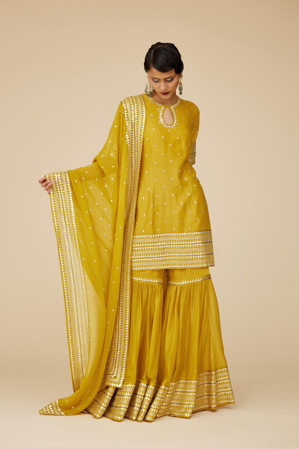 Keyhole Neckline Sharara Set