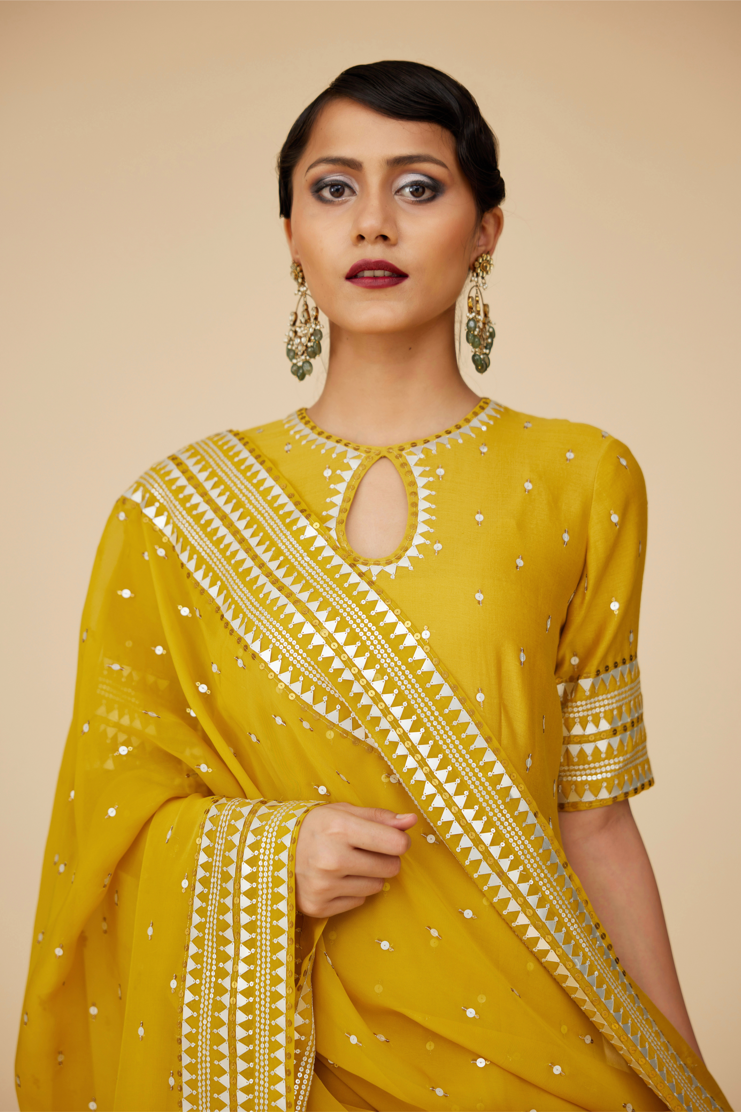 Keyhole Neckline Sharara Set