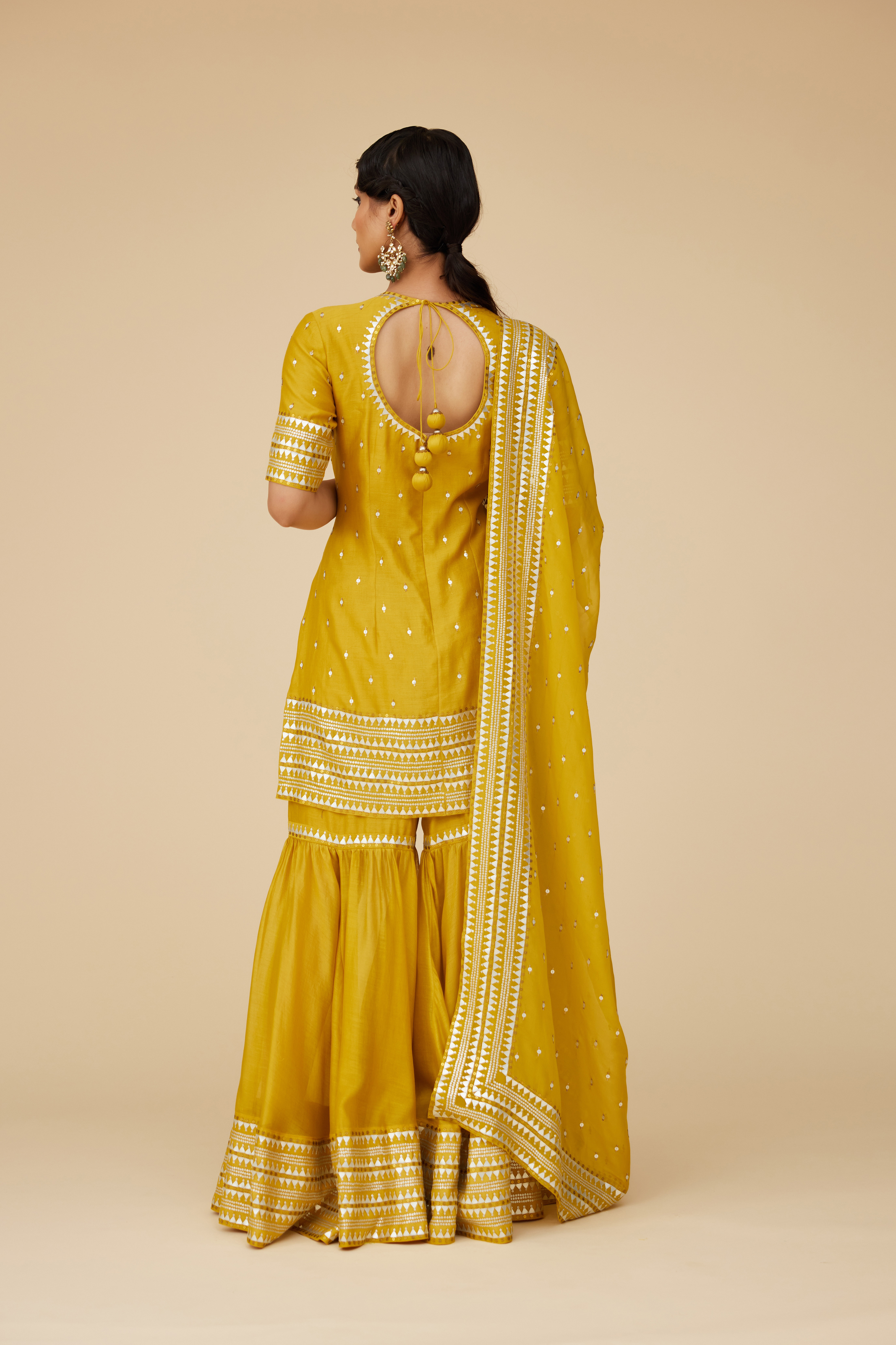 Keyhole Neckline Sharara Set