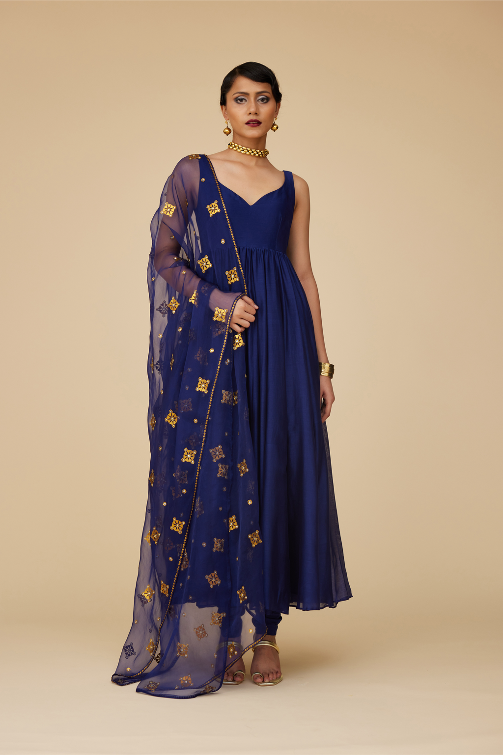 Medallion Motif Dupatta And Anarkali Set