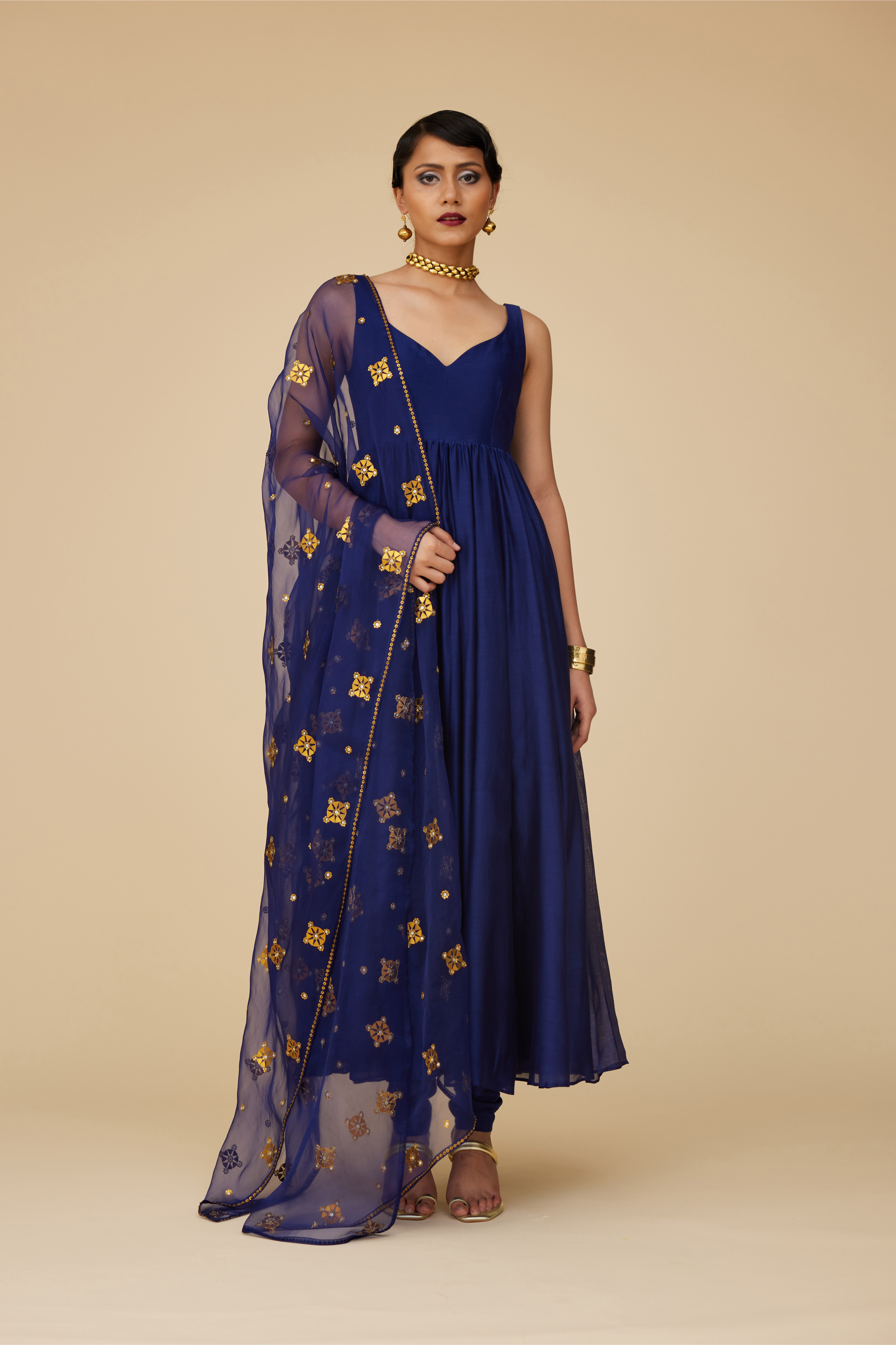 Medallion Motif Dupatta And Anarkali Set
