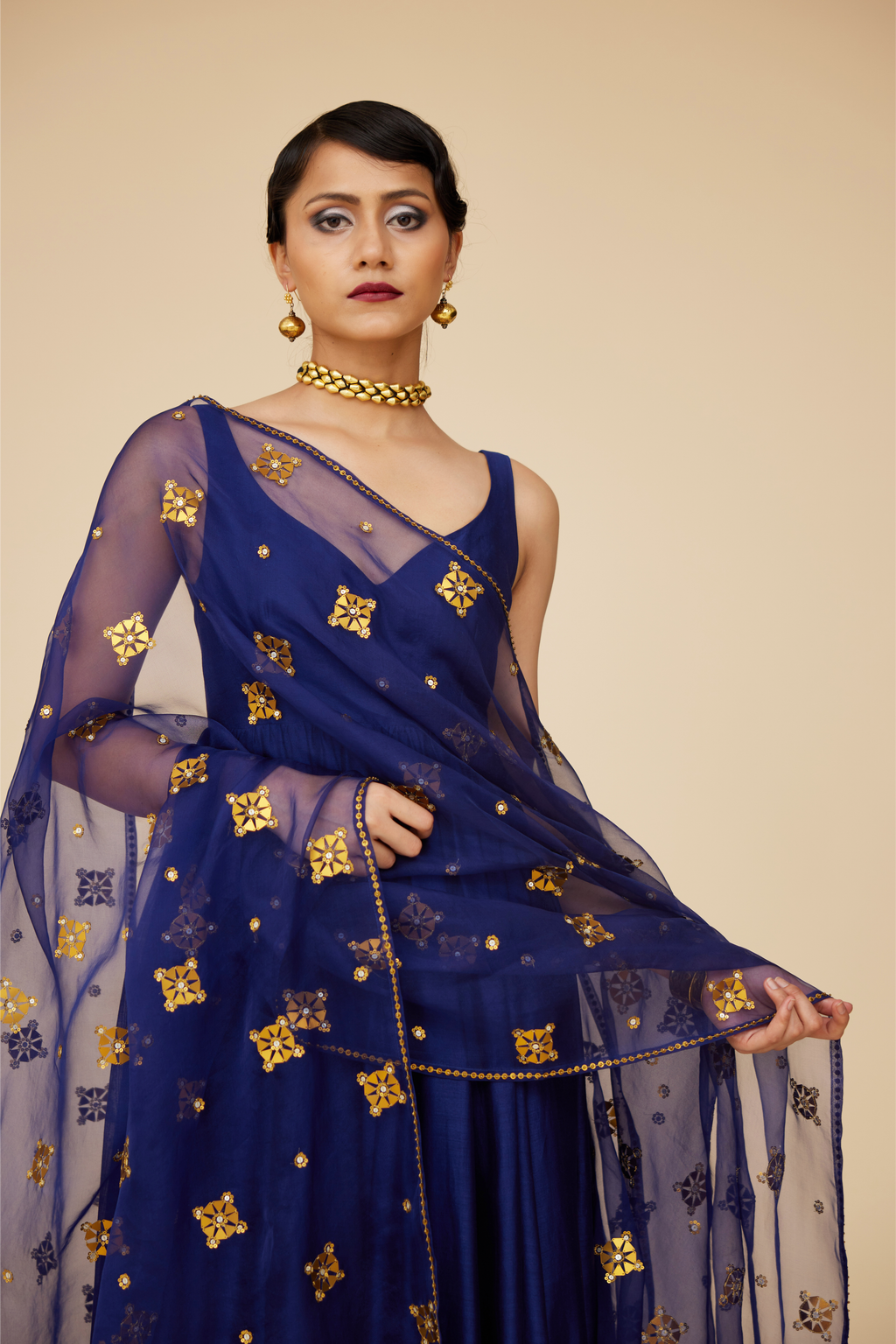 Medallion Motif Dupatta And Anarkali Set