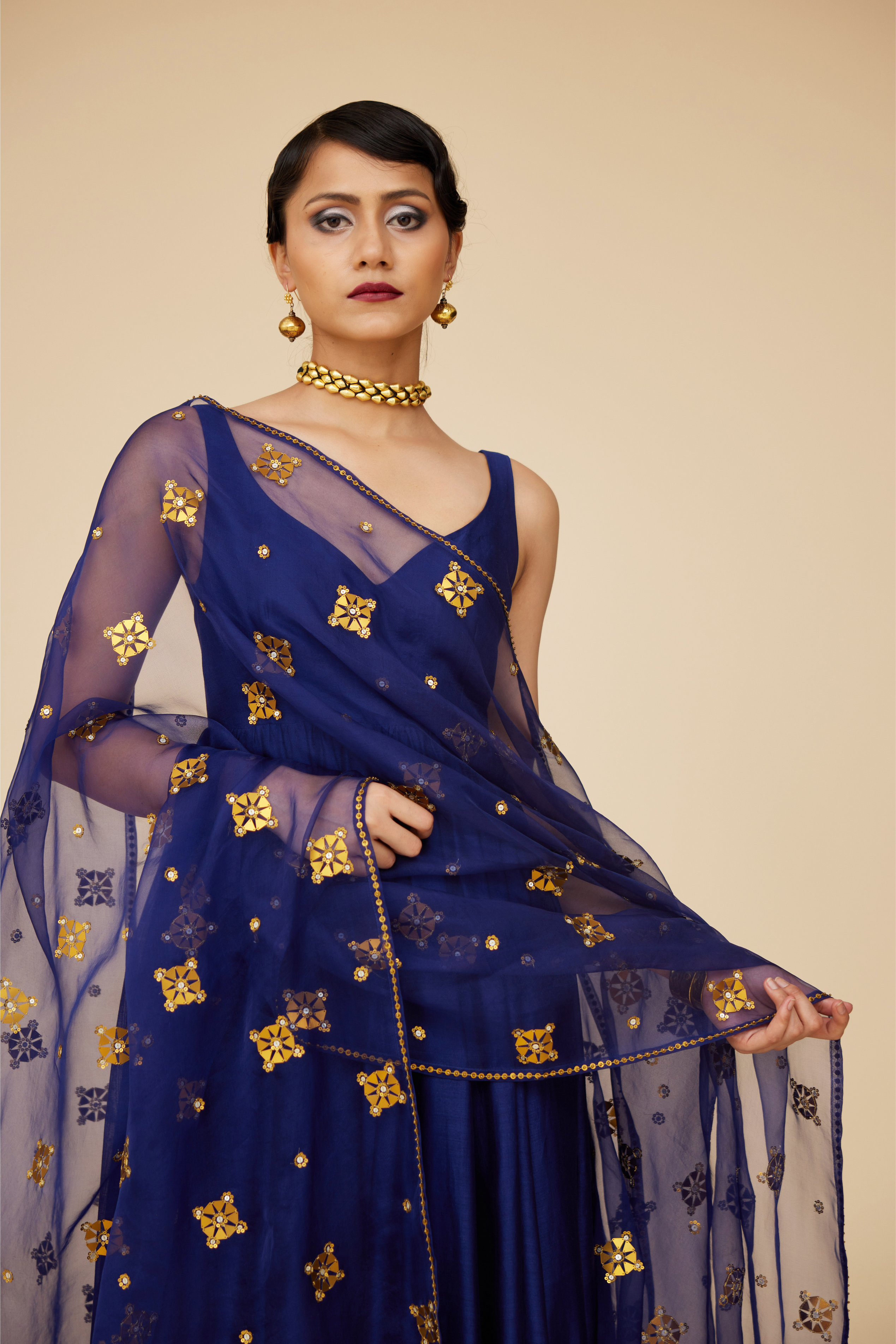 Medallion Motif Dupatta And Anarkali Set