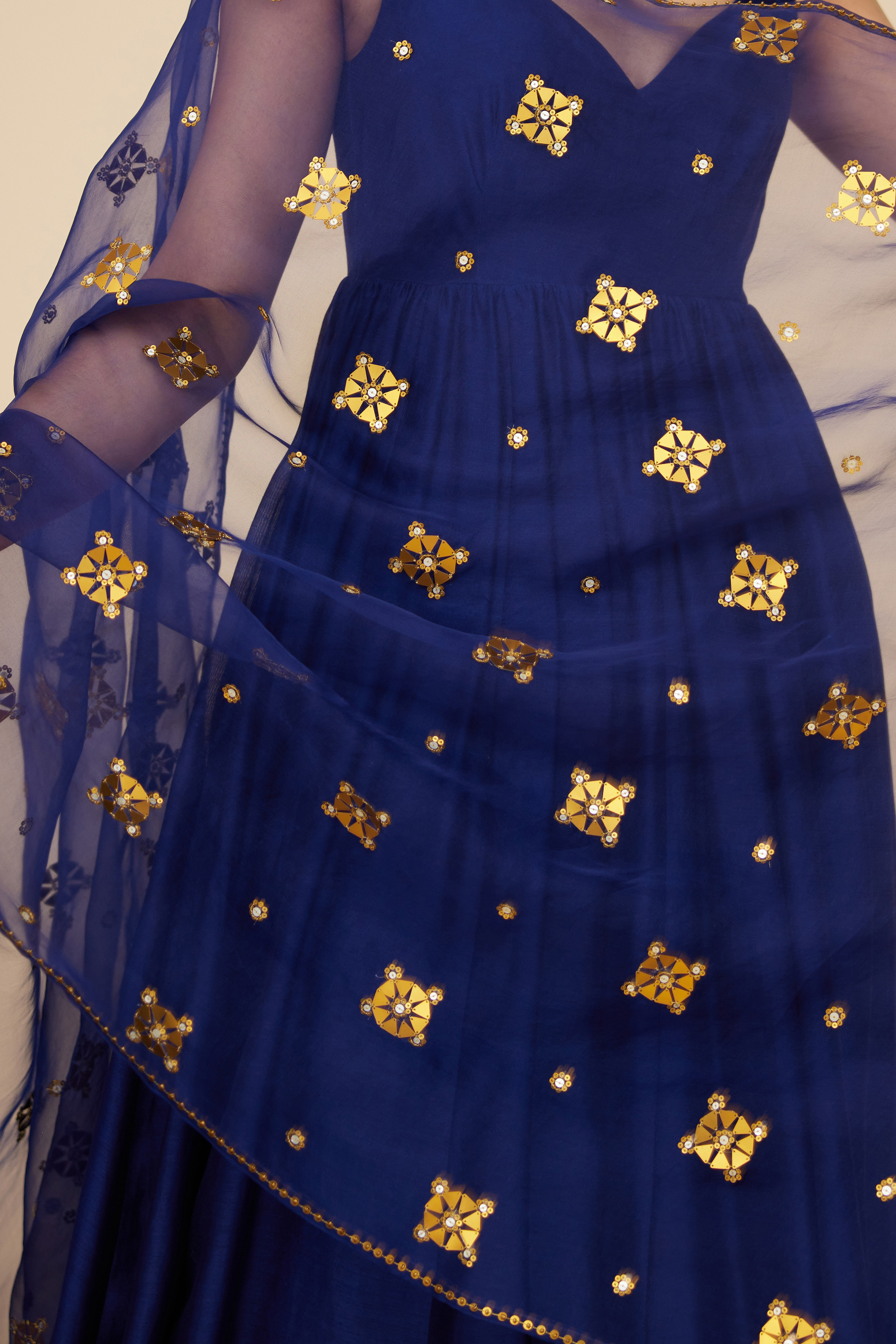 Medallion Motif Dupatta And Anarkali Set