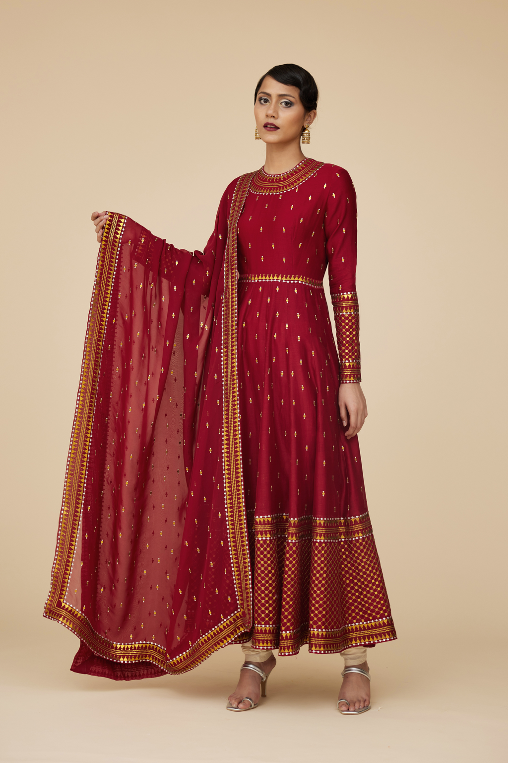 Jaal Border Anarkali Set