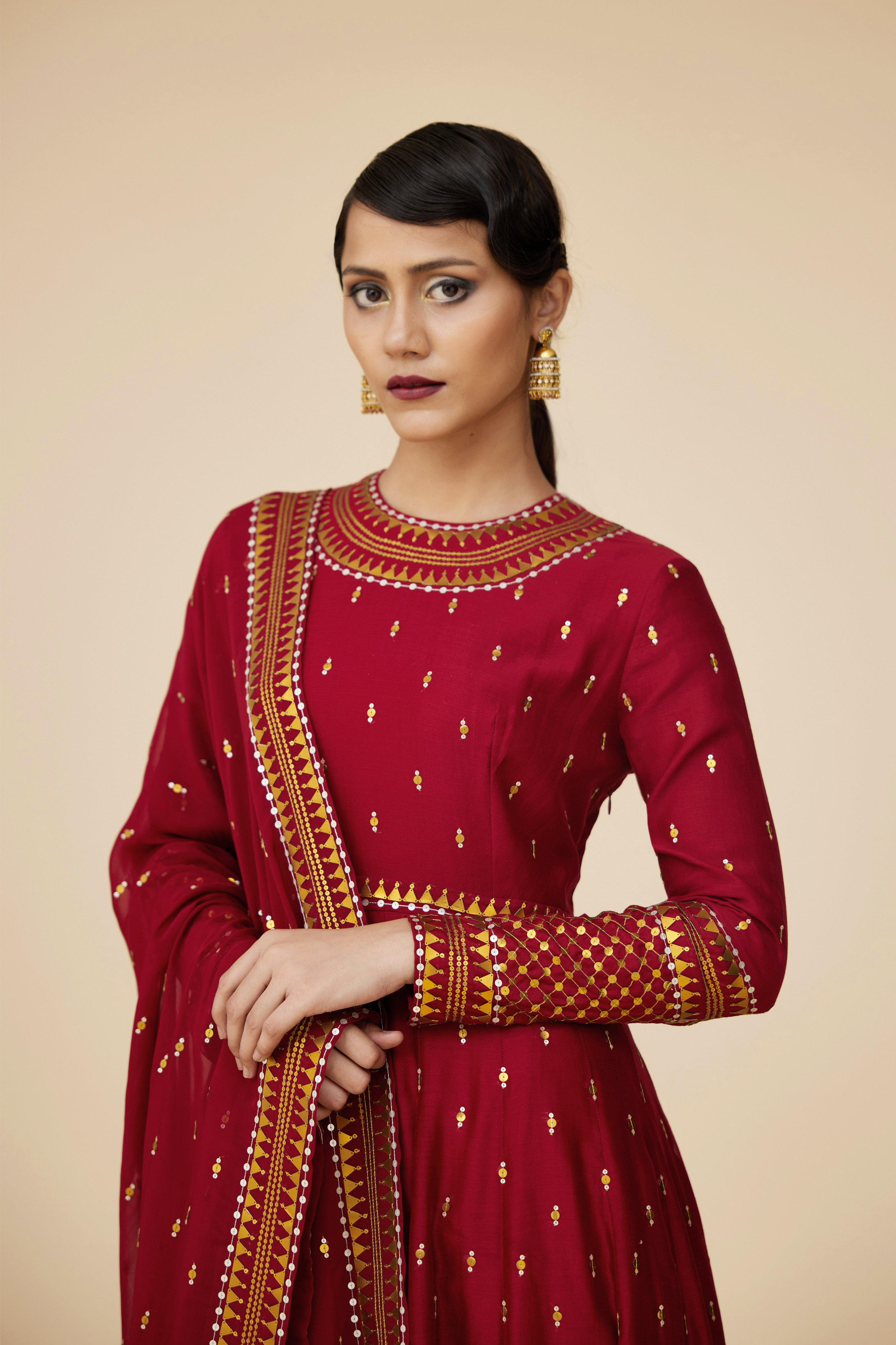 Jaal Border Anarkali Set