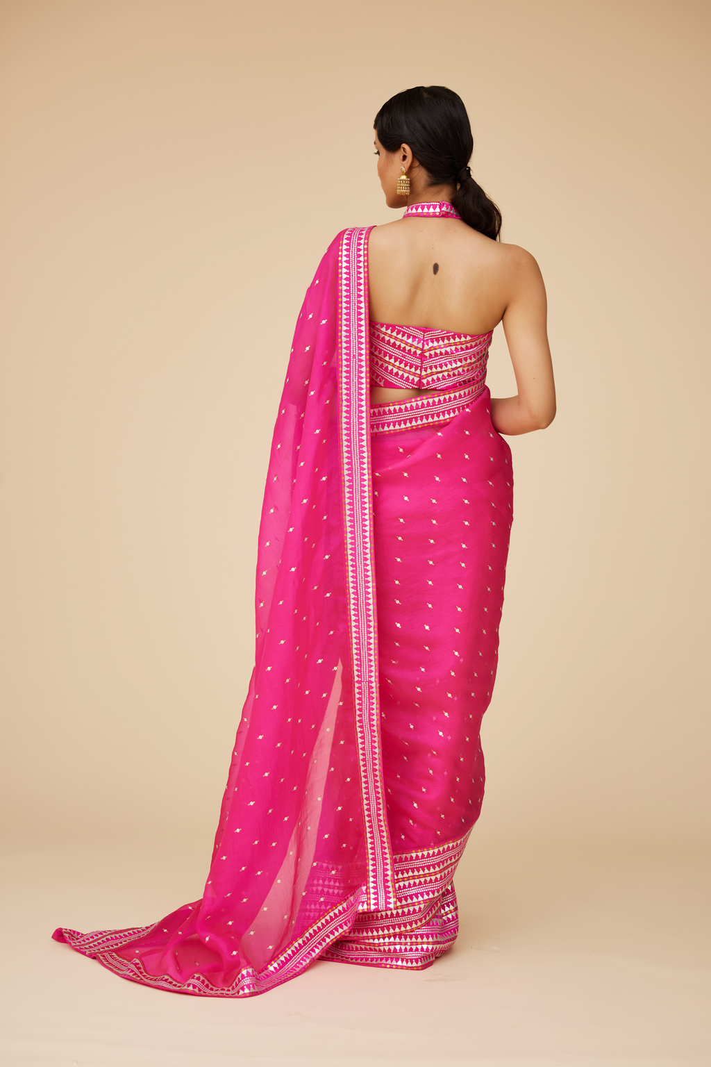Inverted Fence Border Saree Set