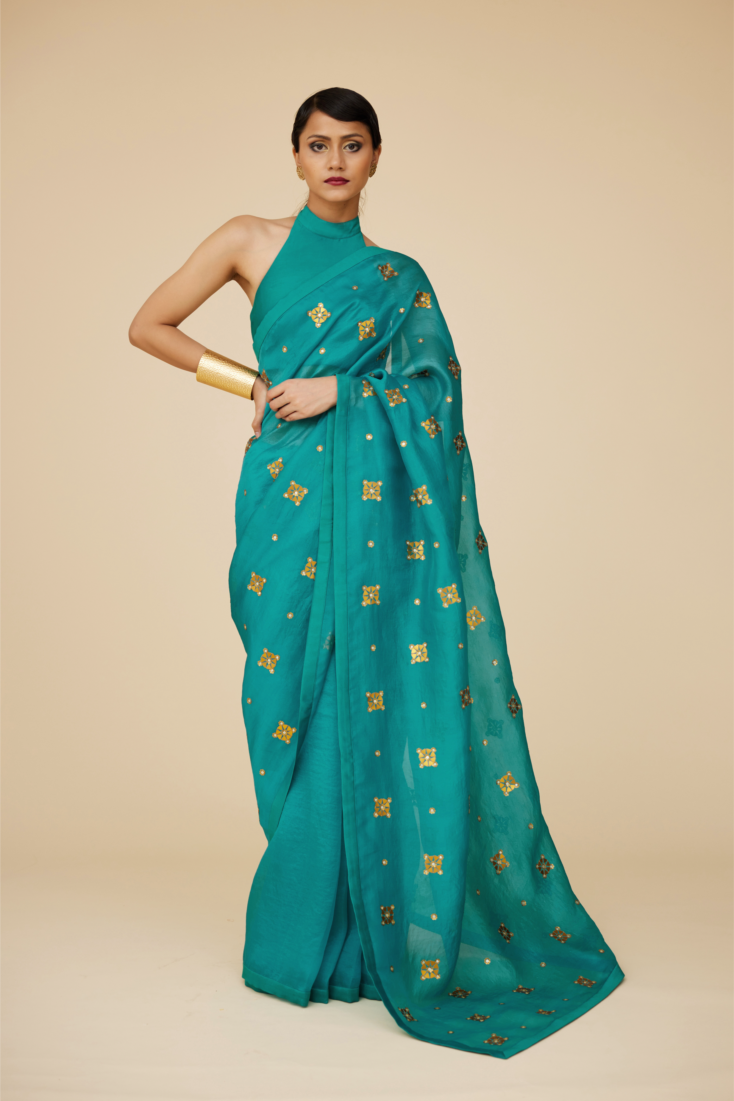 Medallion Motif Saree Set