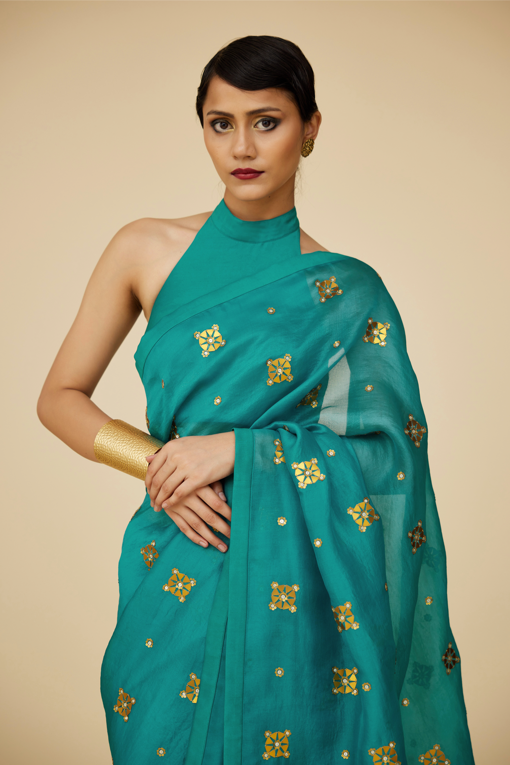 Medallion Motif Saree Set
