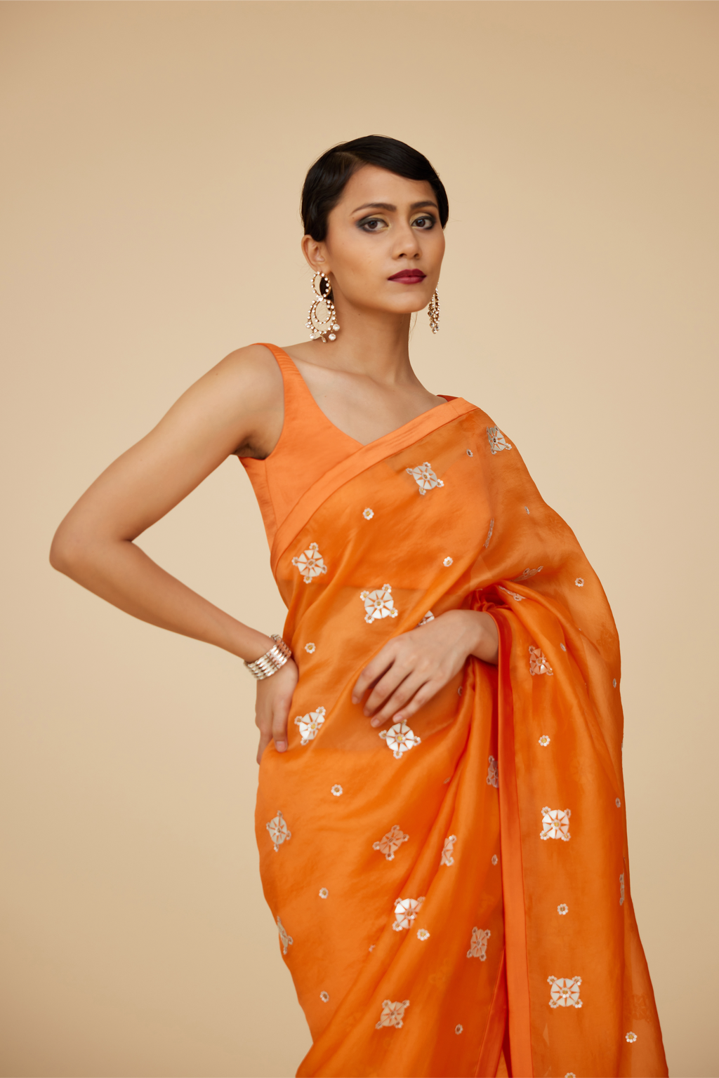 Medallion Motif Saree Set