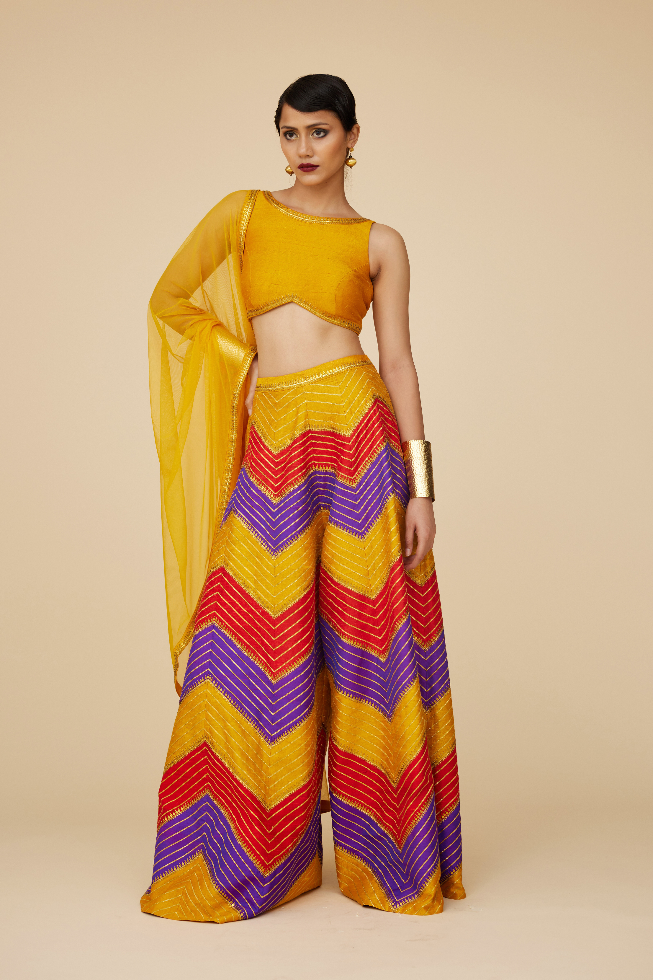 Multi-Coloured Chevron Palazzo Set