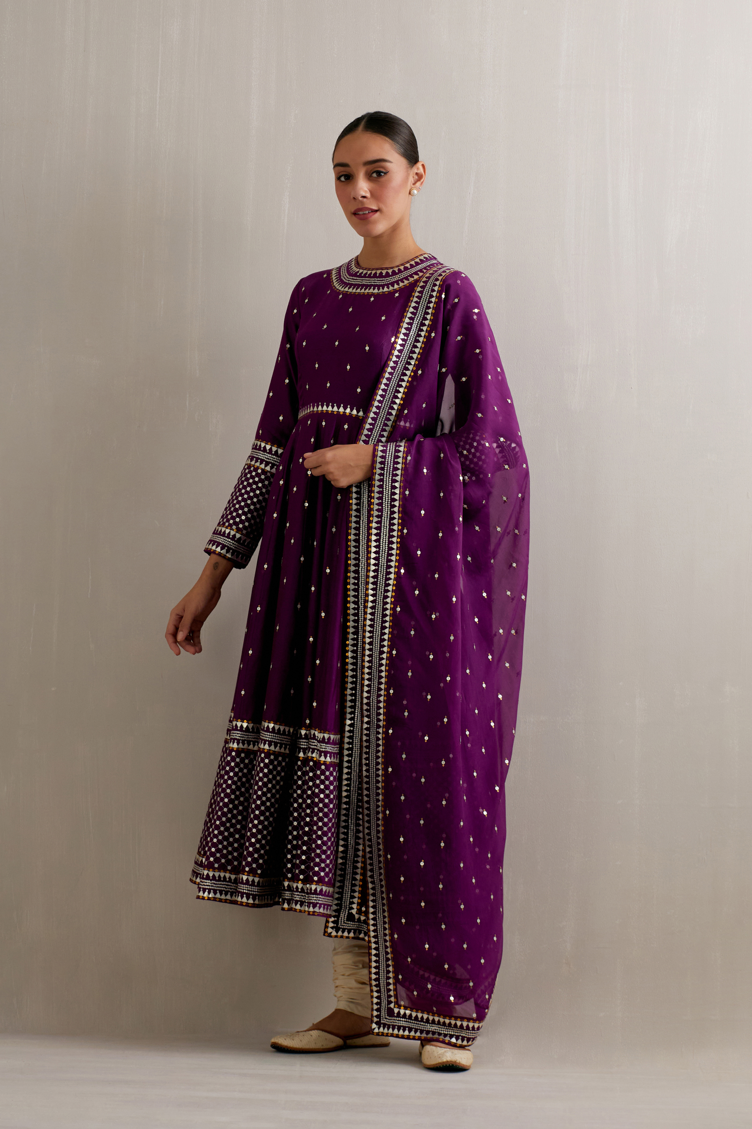 Jaal Border Anarkali Set