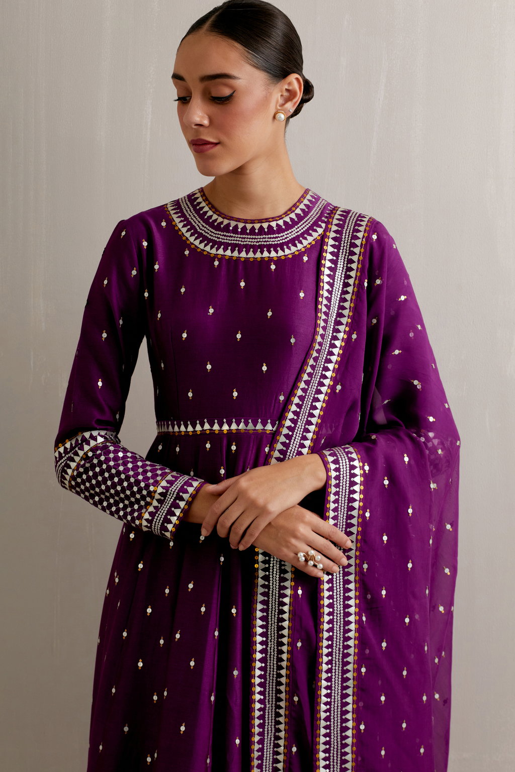 Jaal Border Anarkali Set