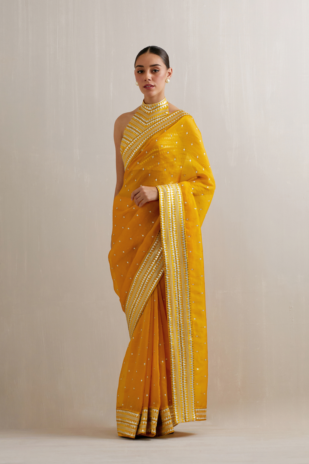 Inverted Fence Border Saree Set