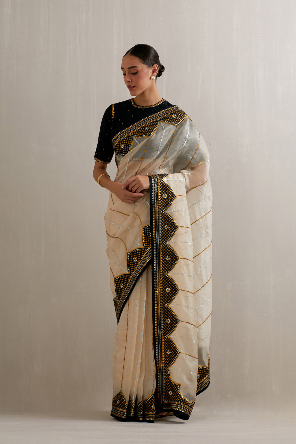 Dome And Jaal Saree Set