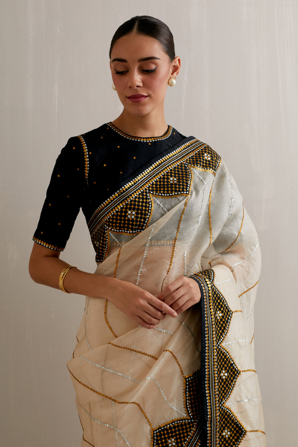 Dome And Jaal Saree Set