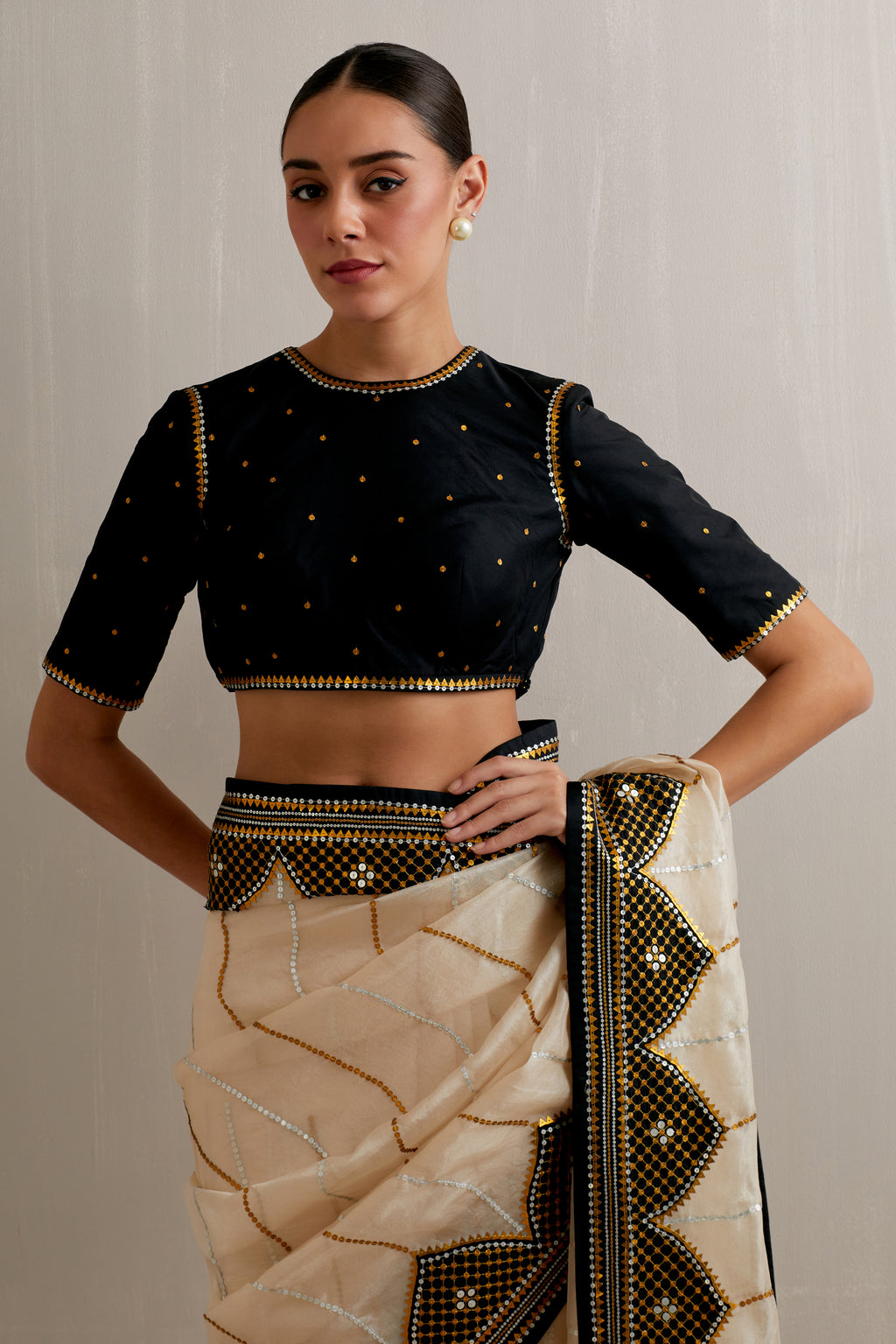 Dome And Jaal Saree Set