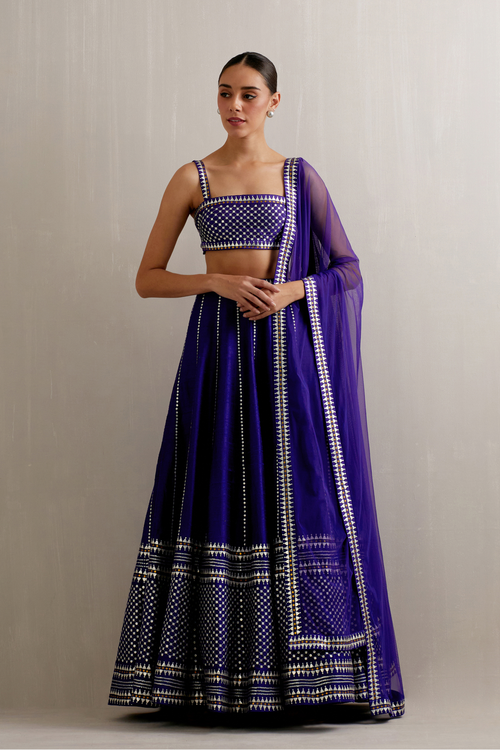 Jaal Border Lehenga Set
