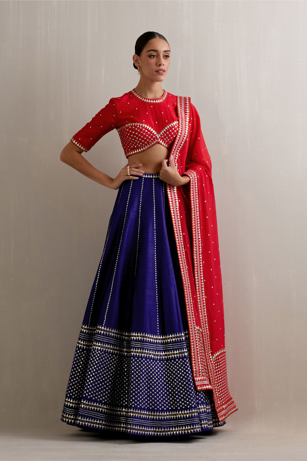 Dome And Jaal Border Lehenga Set