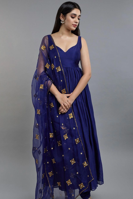 Medallion Motif Dupatta And Anarkali Set