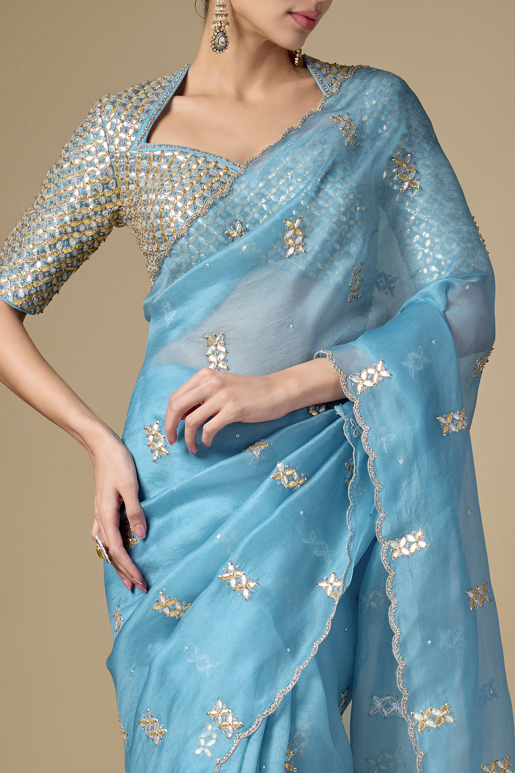 Gota-Patti Jaal Blouse Saree Set