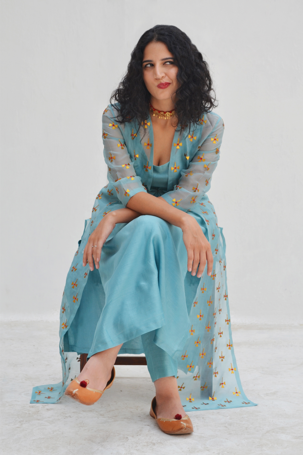 Tear-Drop Motif Jacket Set