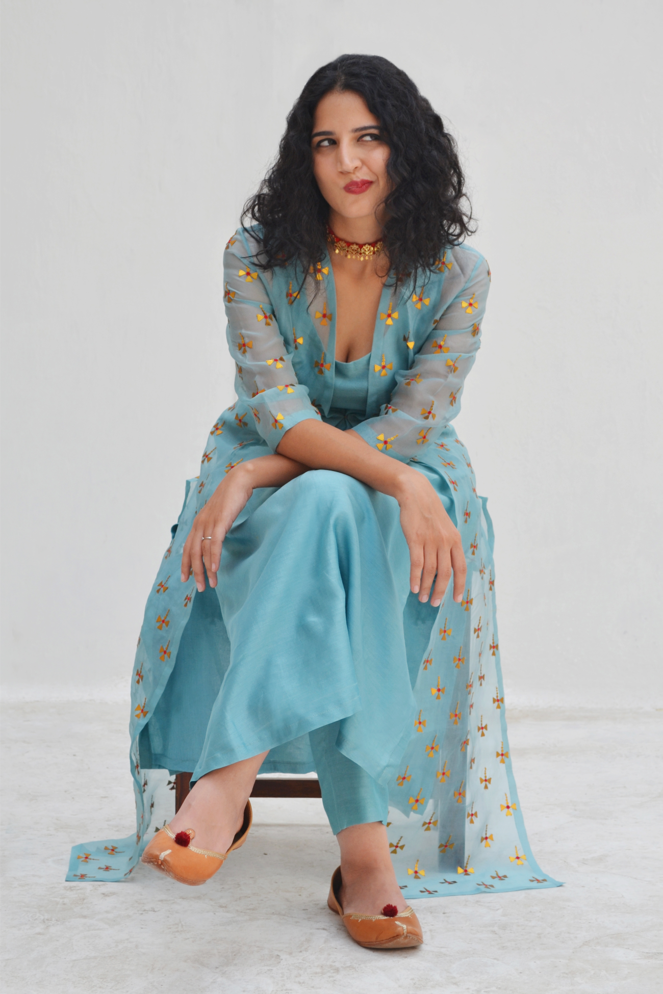 Tear-Drop Motif Jacket Set