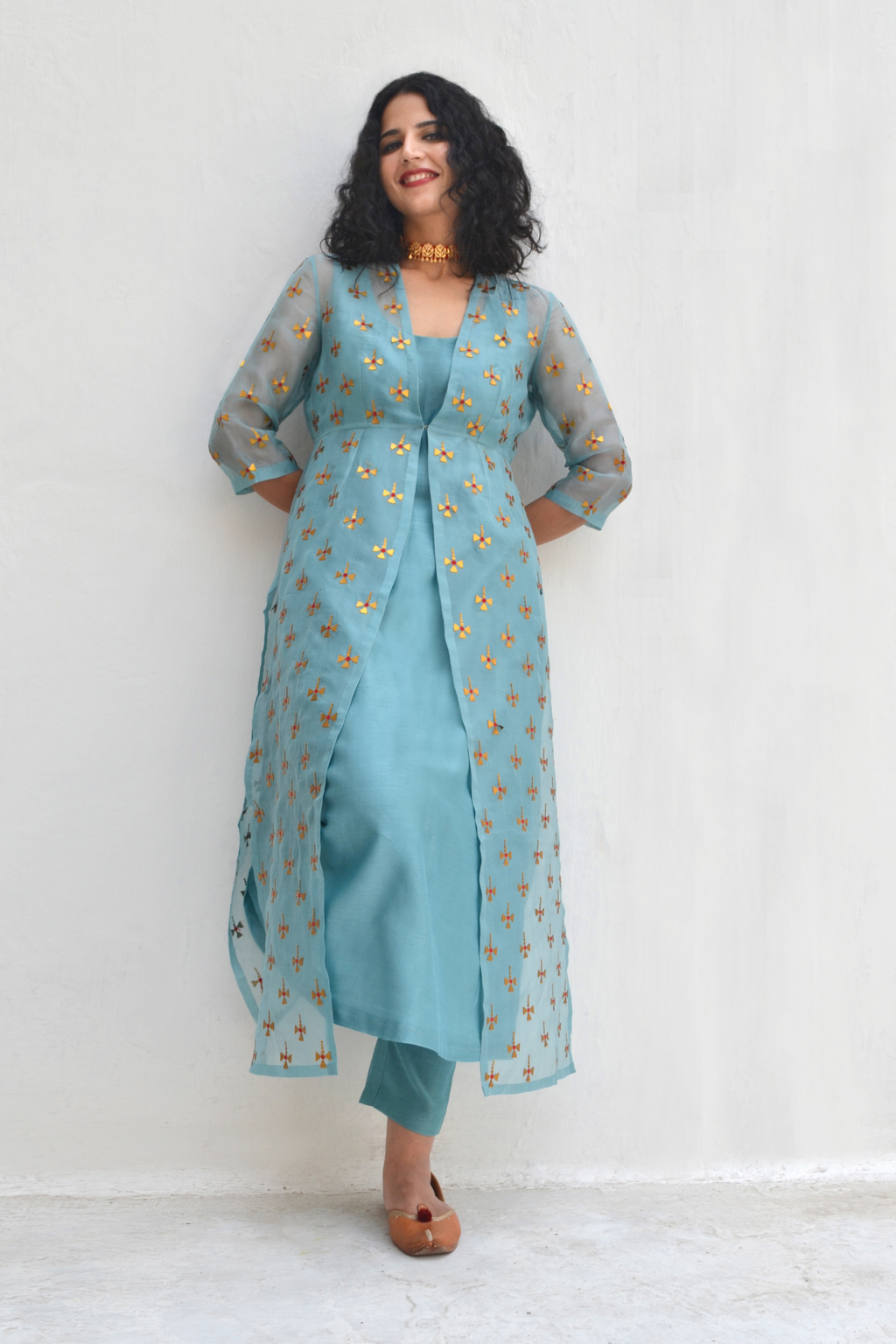 Tear-Drop Motif Jacket Set