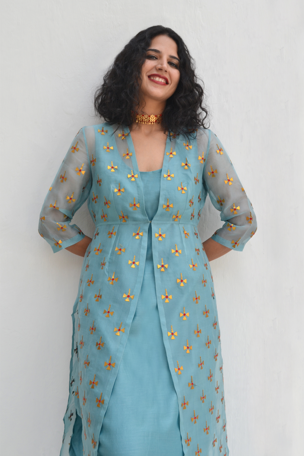 Tear-Drop Motif Jacket Set