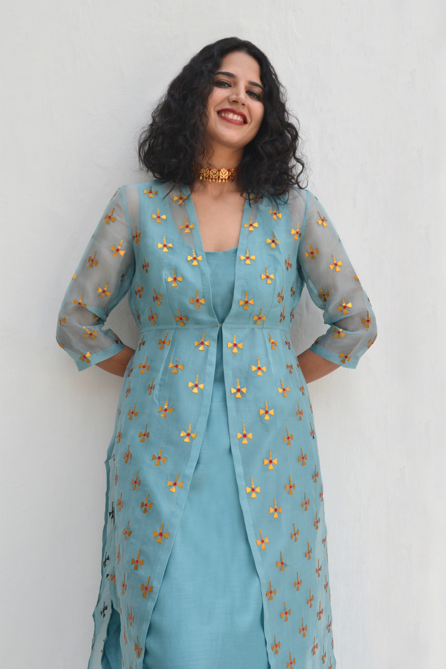 Tear-Drop Motif Jacket Set