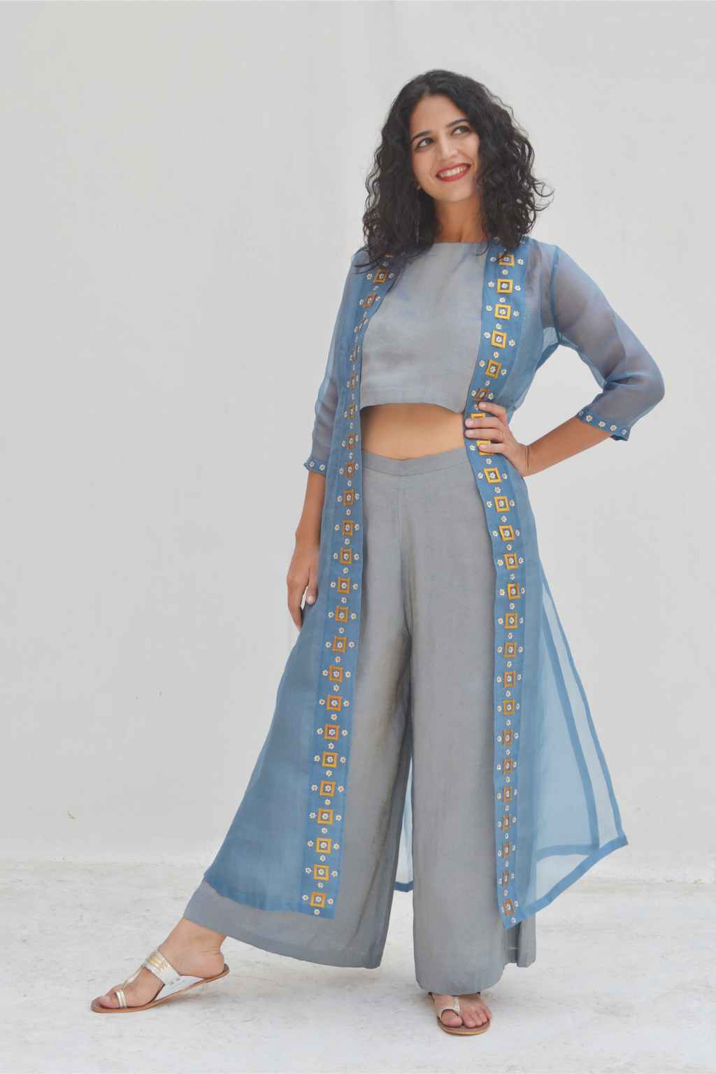 Square Motif Border Jacket Set