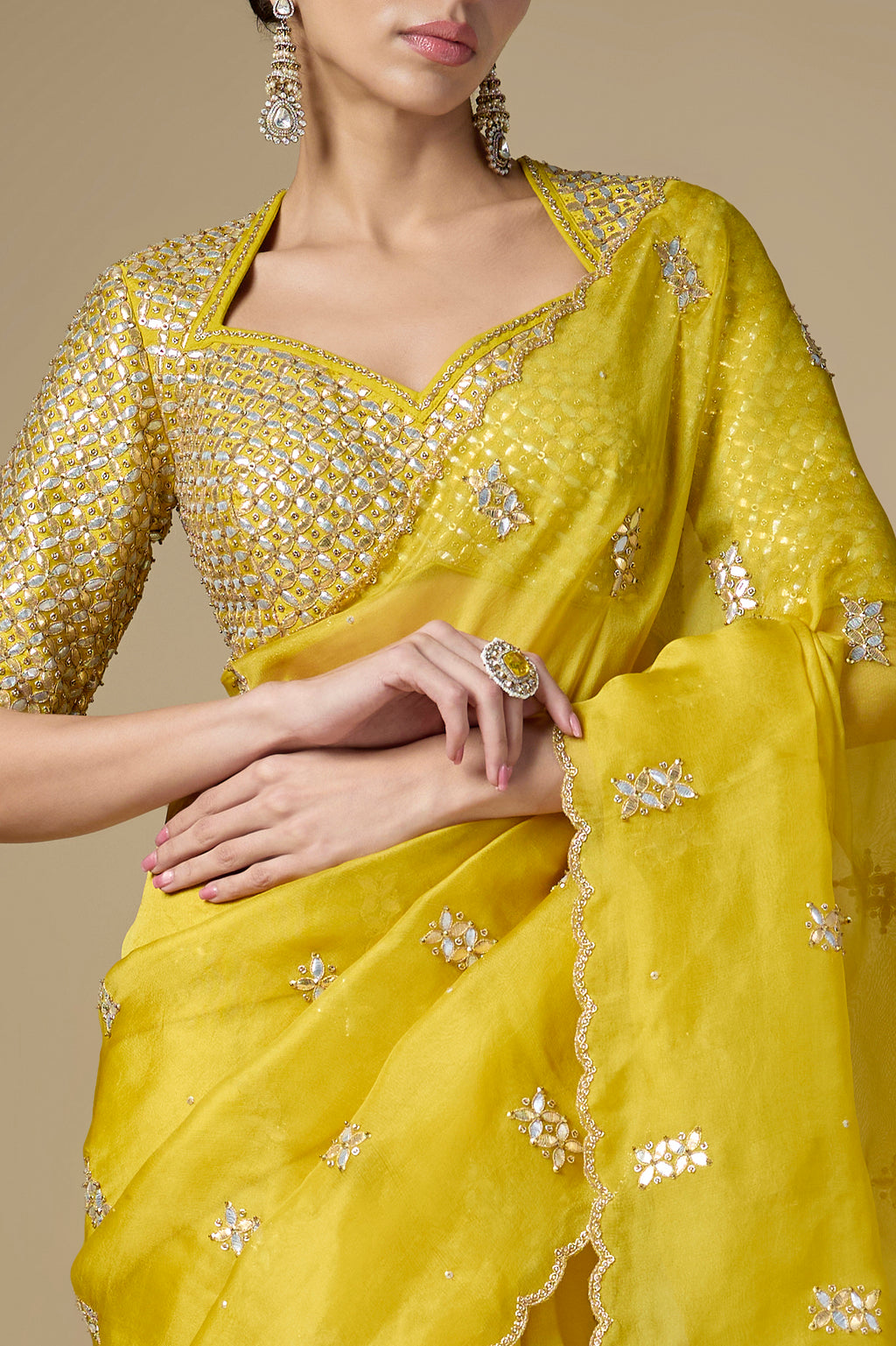 Gota-Patti Jaal Blouse Saree Set