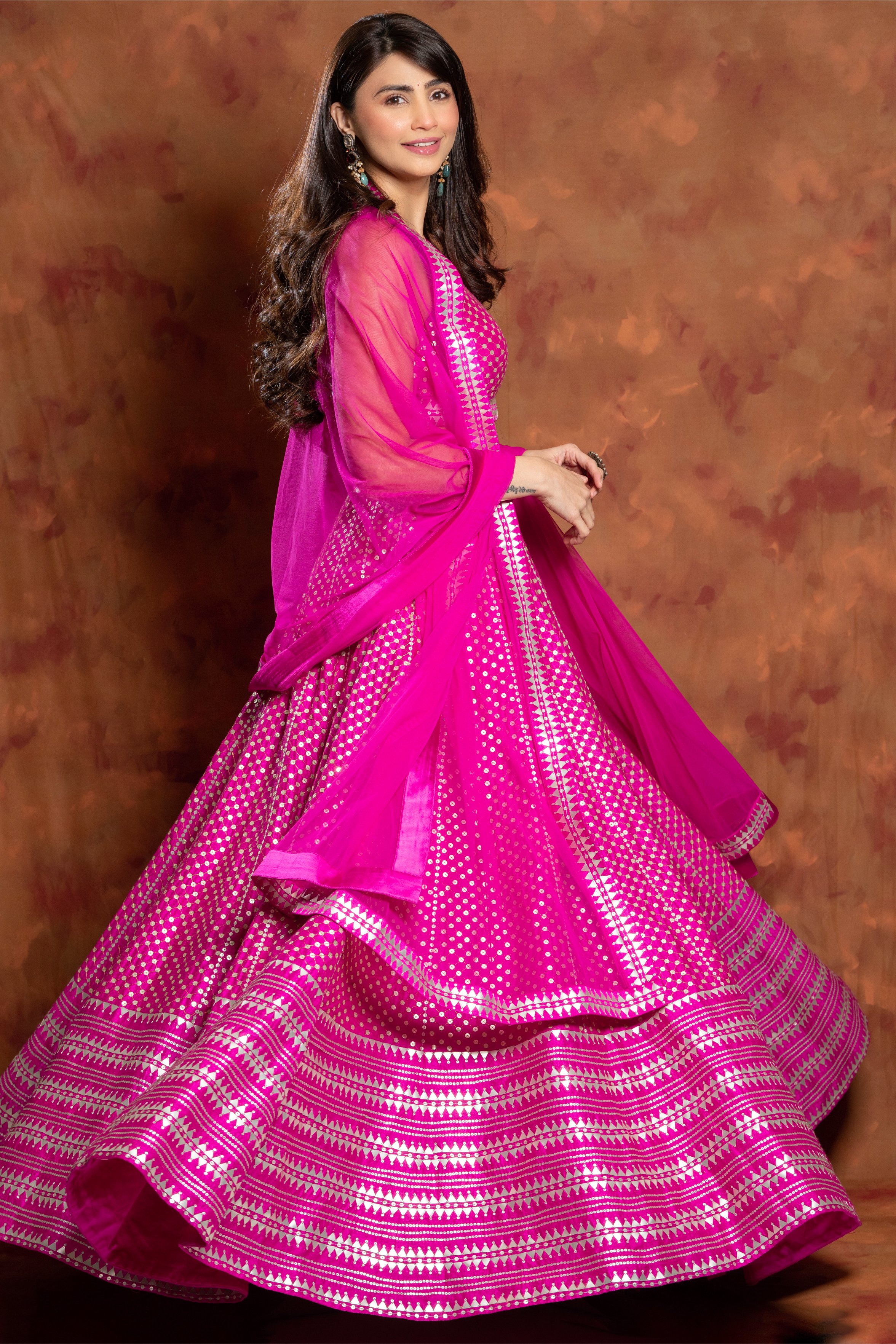 Overall Jaal Lehenga Set