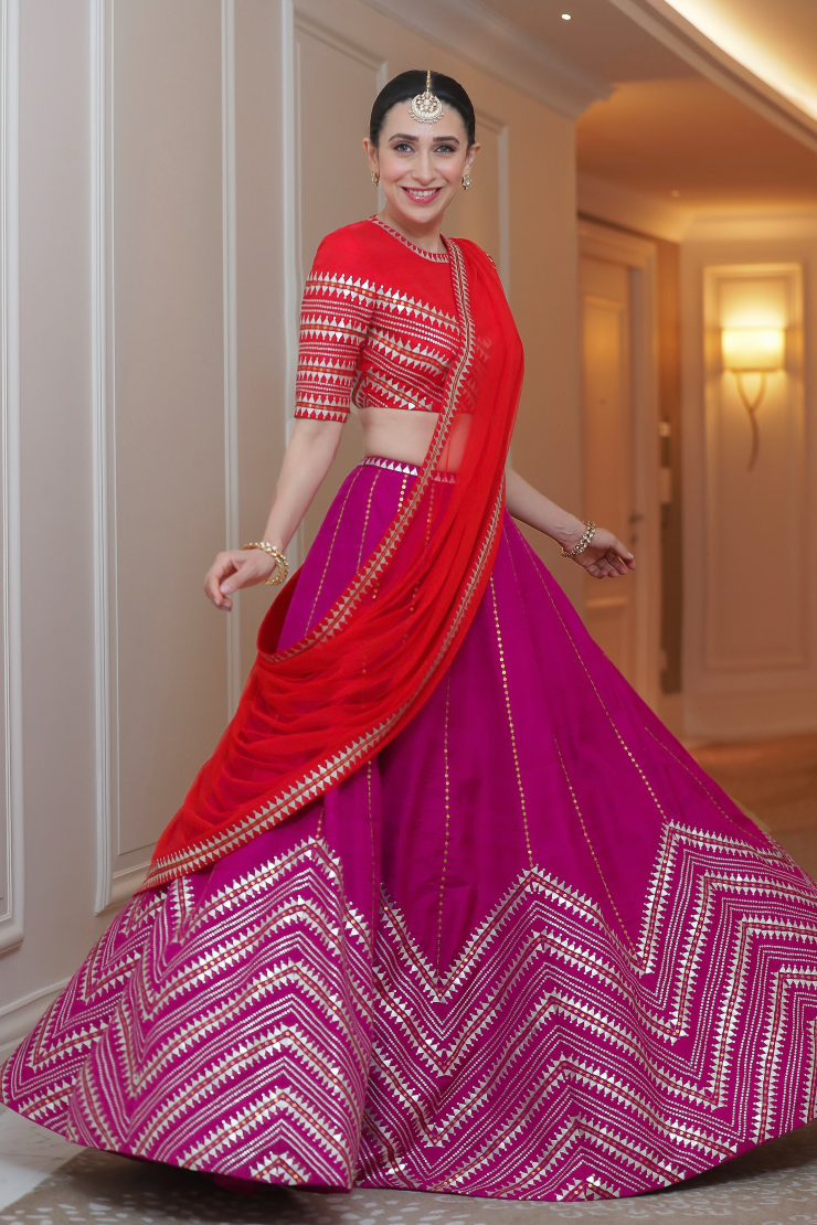 Embroidered Chevron Border Lehenga Set