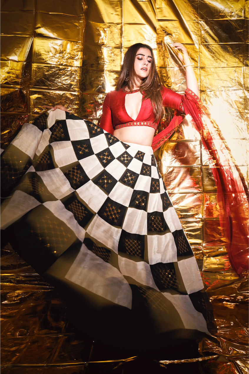 Chessboard Lehenga Set