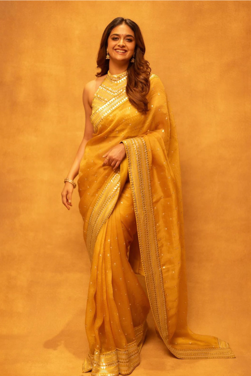 Inverted Fence Border Saree Set