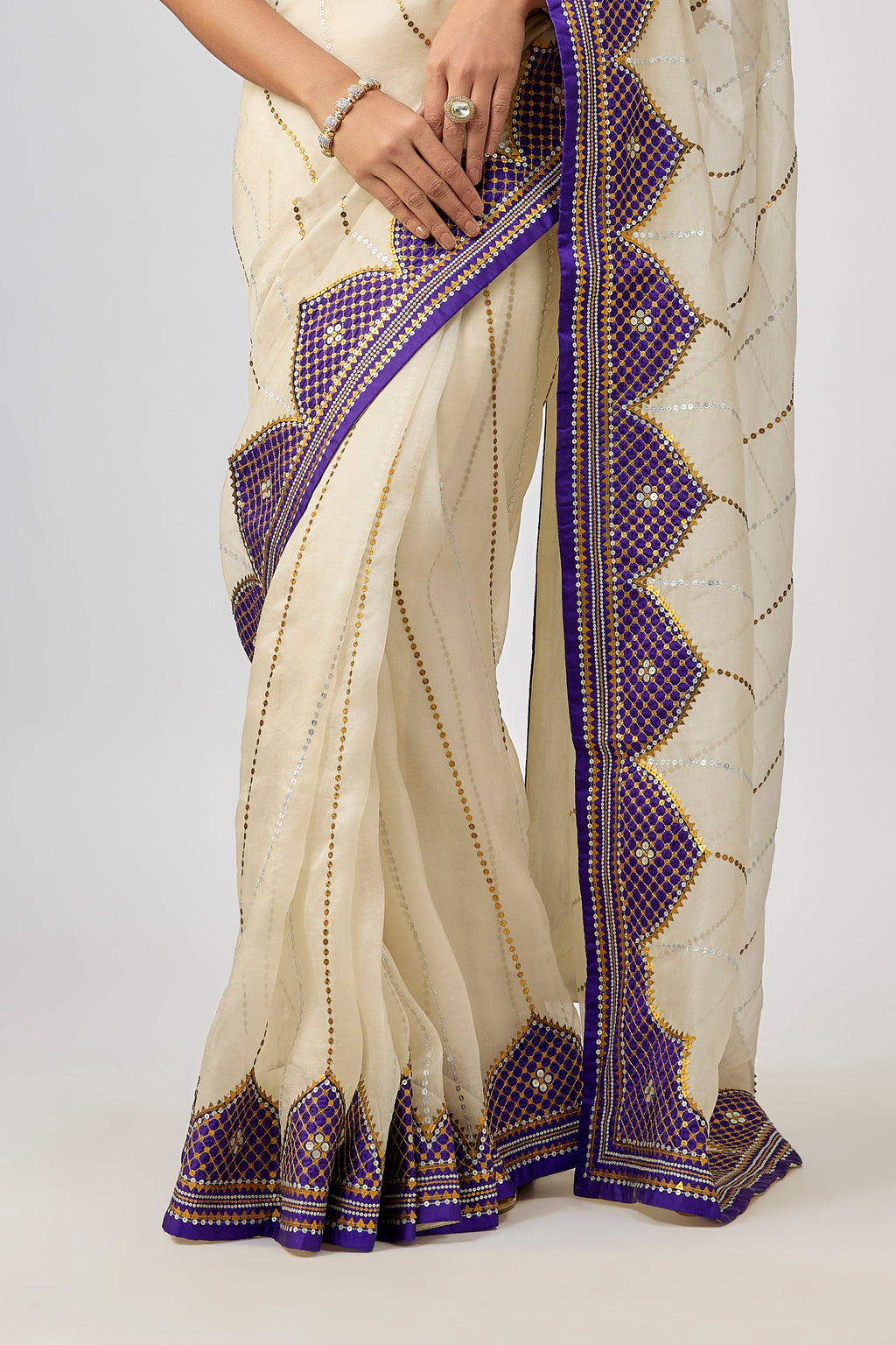 Dome And Jaal Saree Set